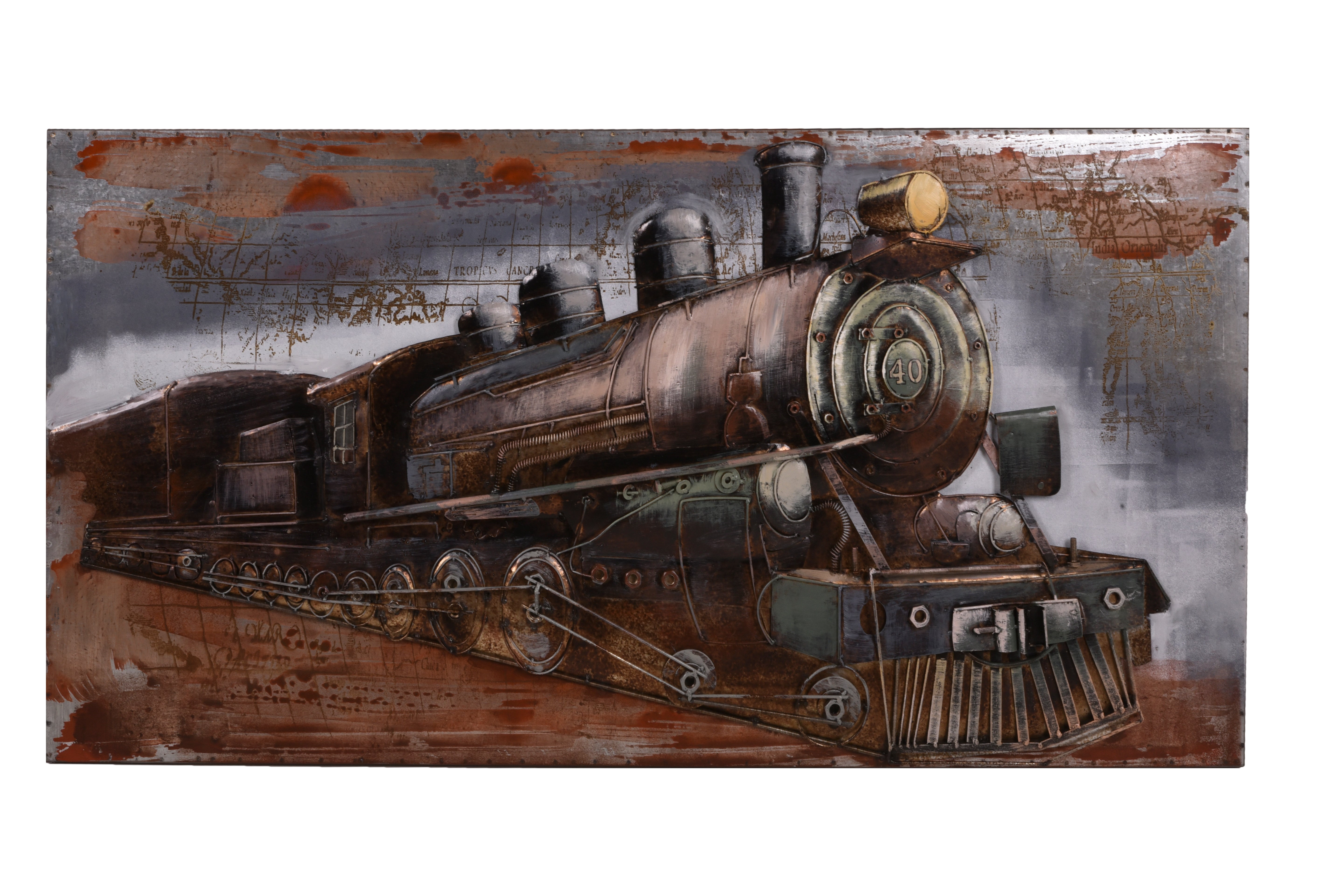 3D Metallbild Dampflok nostalgisches Wandbild Zug Eisenbahn-Deko von Interia Home & Living