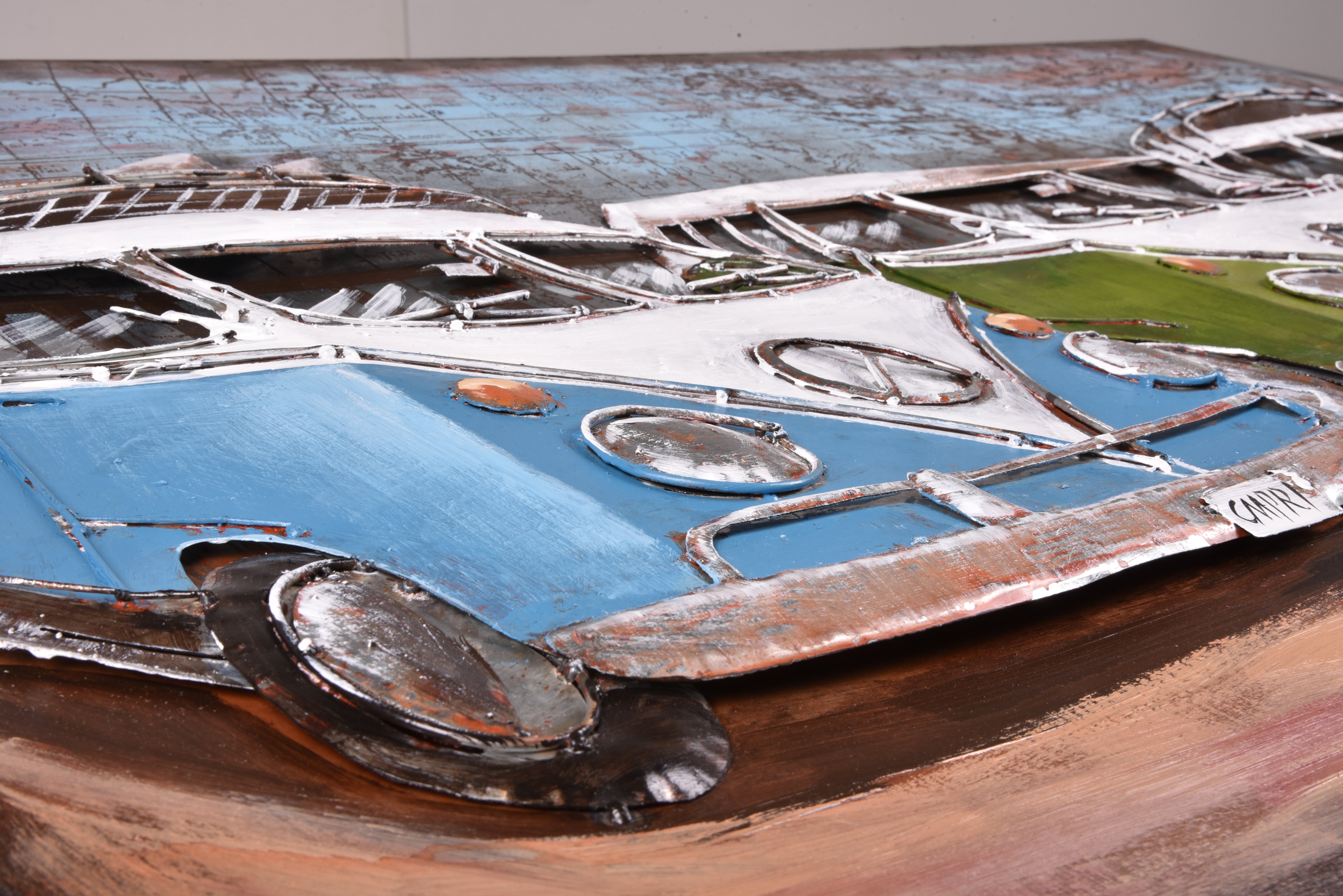 3D Metallbild 3 Bullis Retro-Wandbild VW Bus bunte Metall-Deko von Interia Home & Living