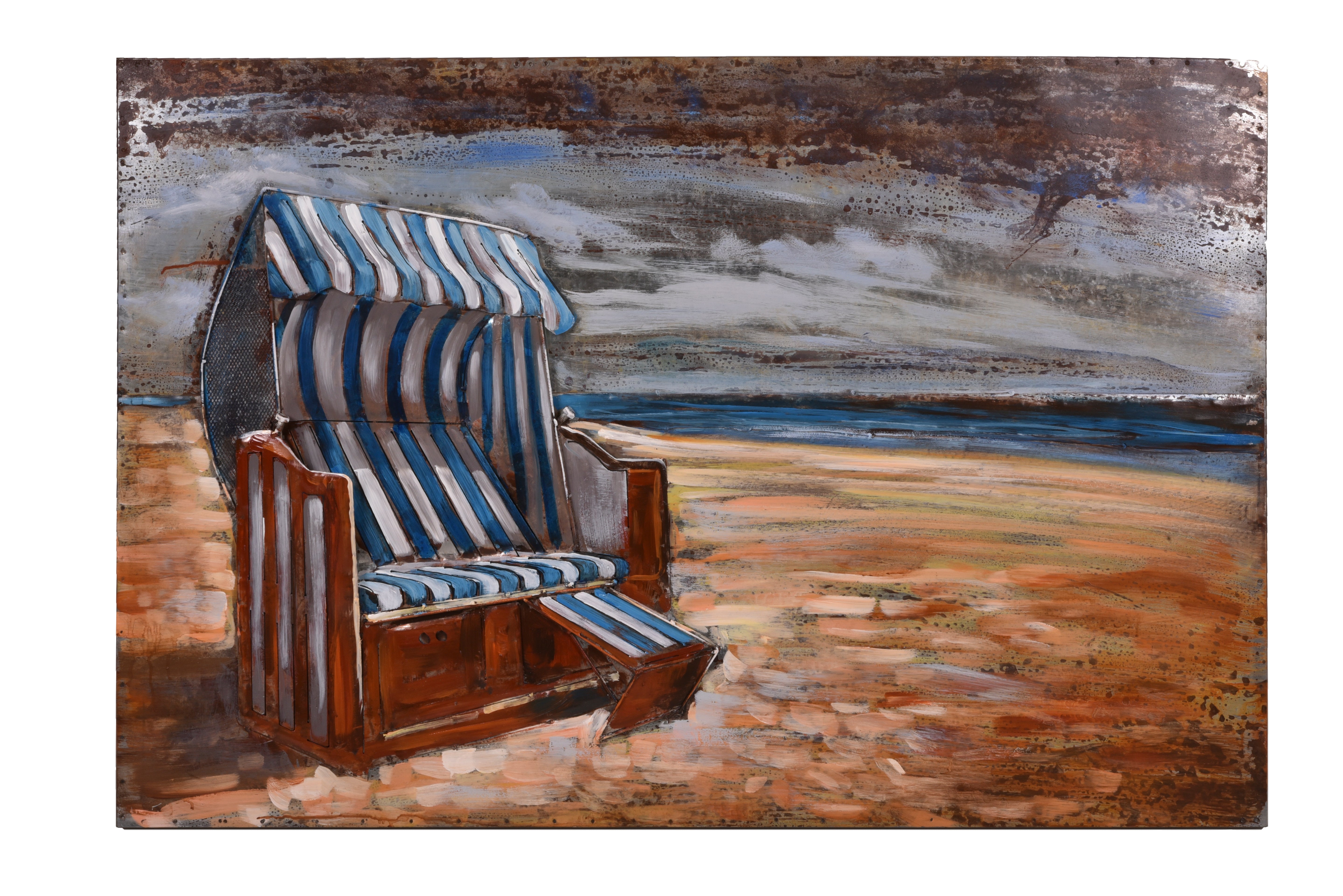 3D Metallbild Strandkorb maritime Wanddeko Küsten-Bild mit 3D-Effekt von Interia Home & Living