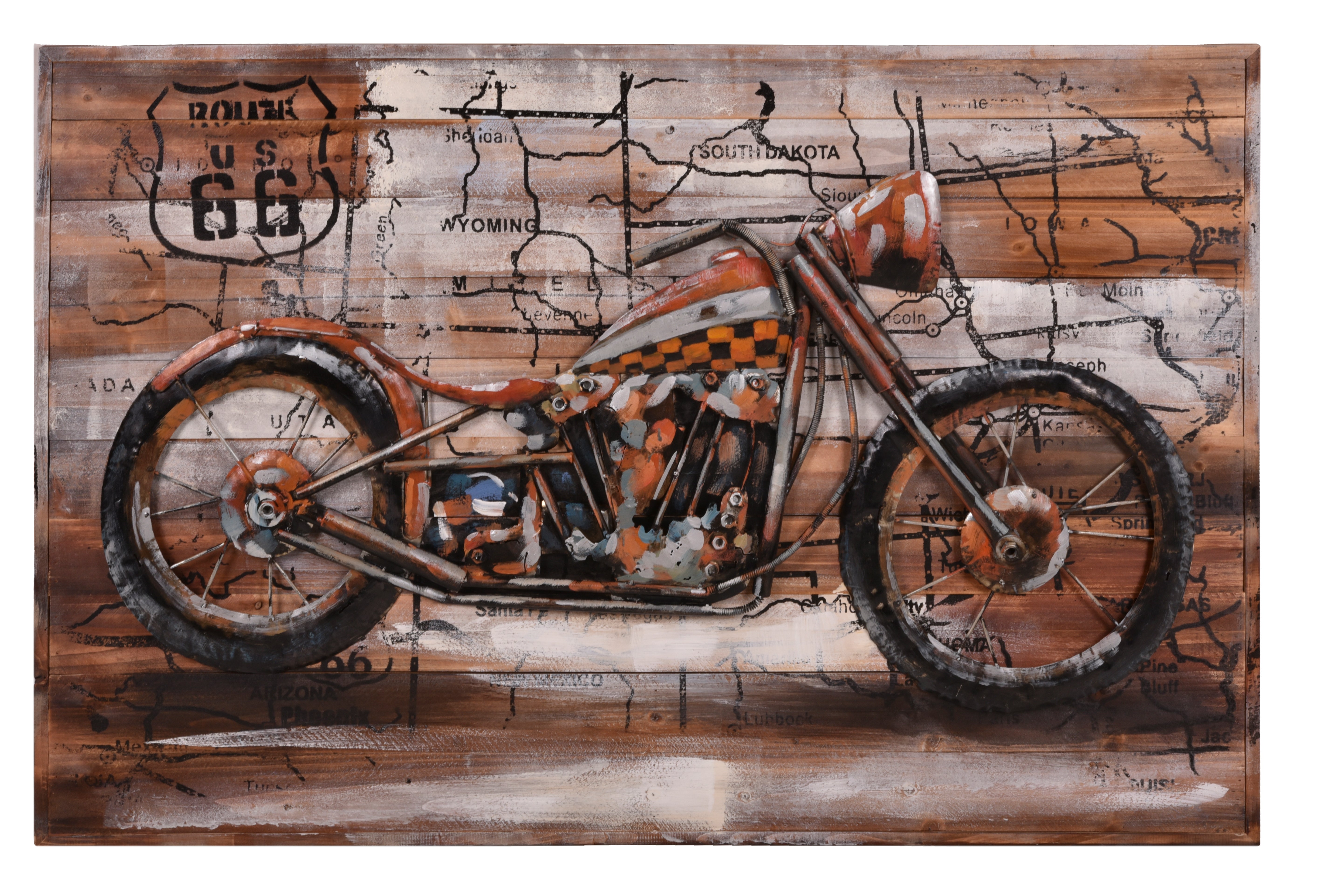 3D Metallbild Motorrad Vintage Wandbild Biker 3D-Wanddeko von Interia Home & Living