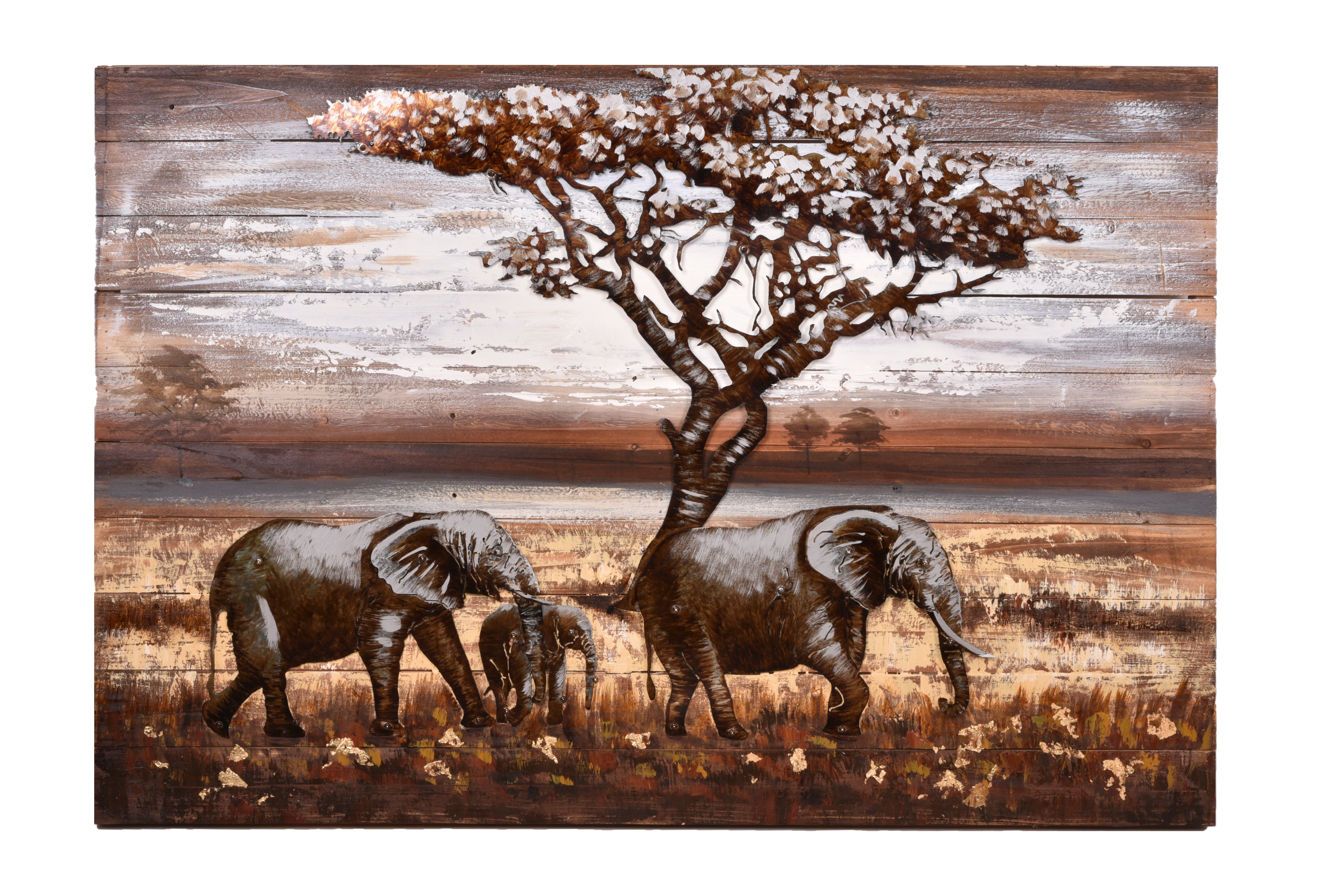 3D Metallbild Elefanten buntes Tier-Wandbild Wanddeko mit 3D-Effekt von Interia Home & Living