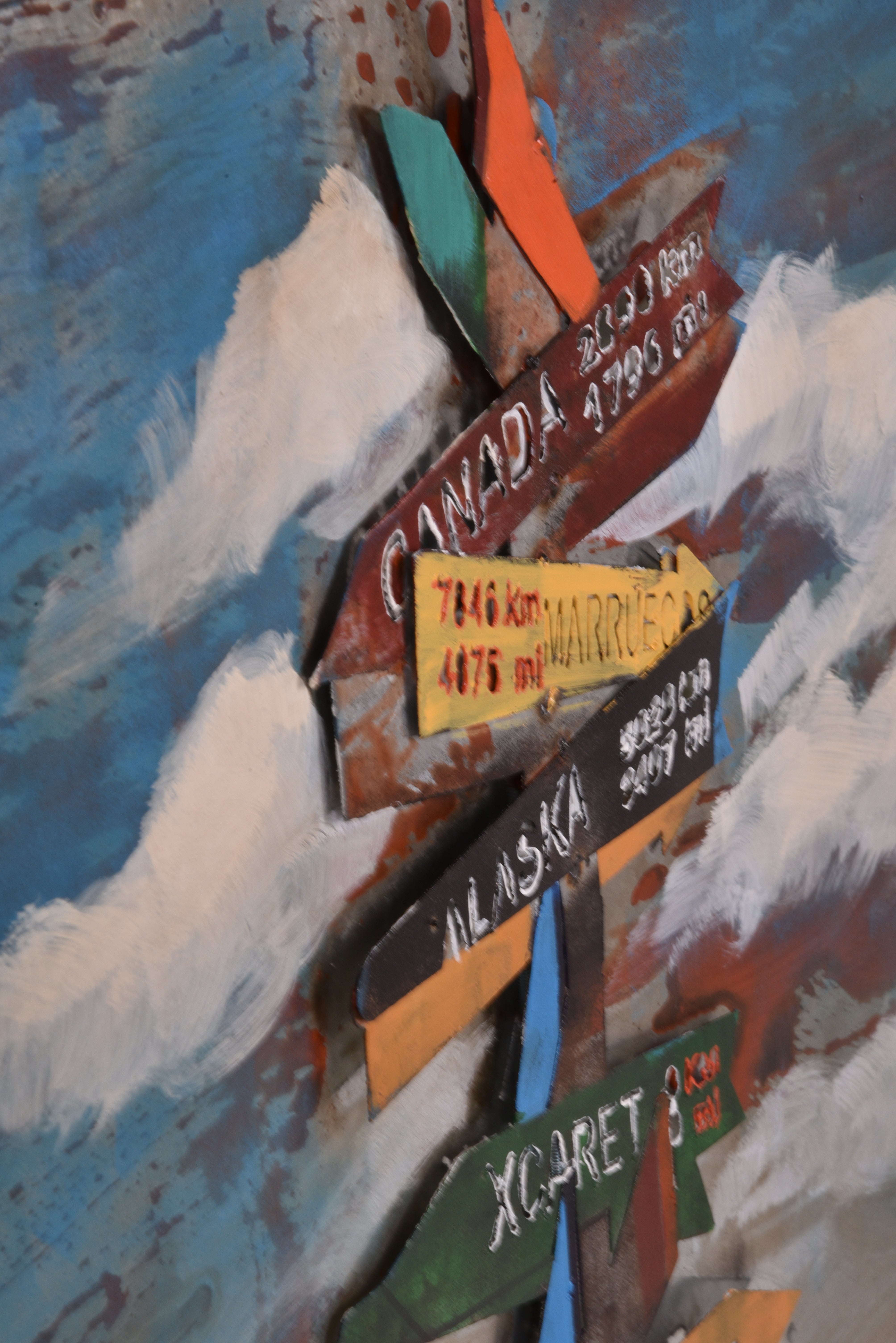 3D Metallbild Wegweiser buntes Vintage Wandbild 3D-Metall-Deko von Interia Home & Living