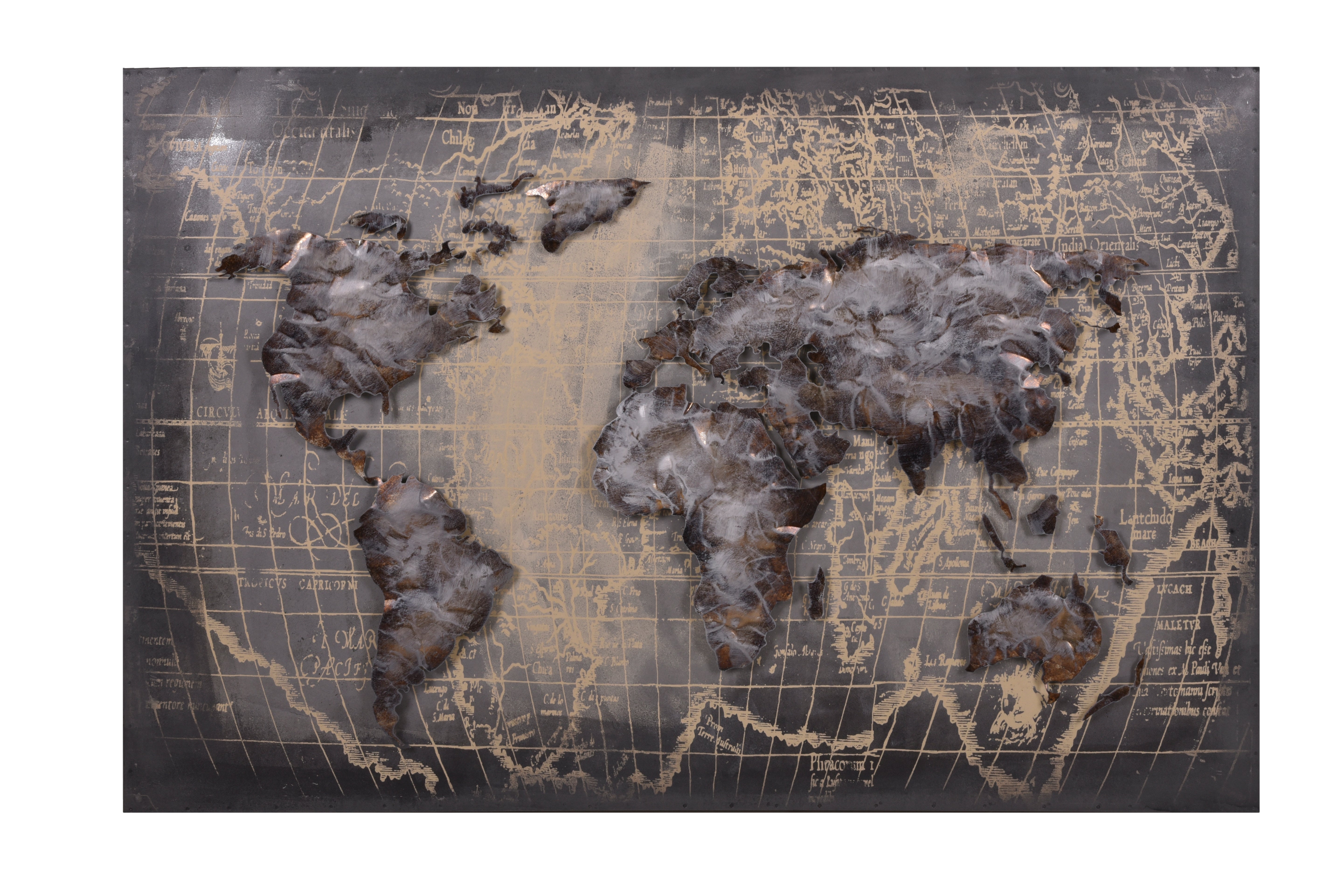 3D Metallbild Weltkarte moderne Wanddeko grau Weltkarten-Bild von Interia Home & Living