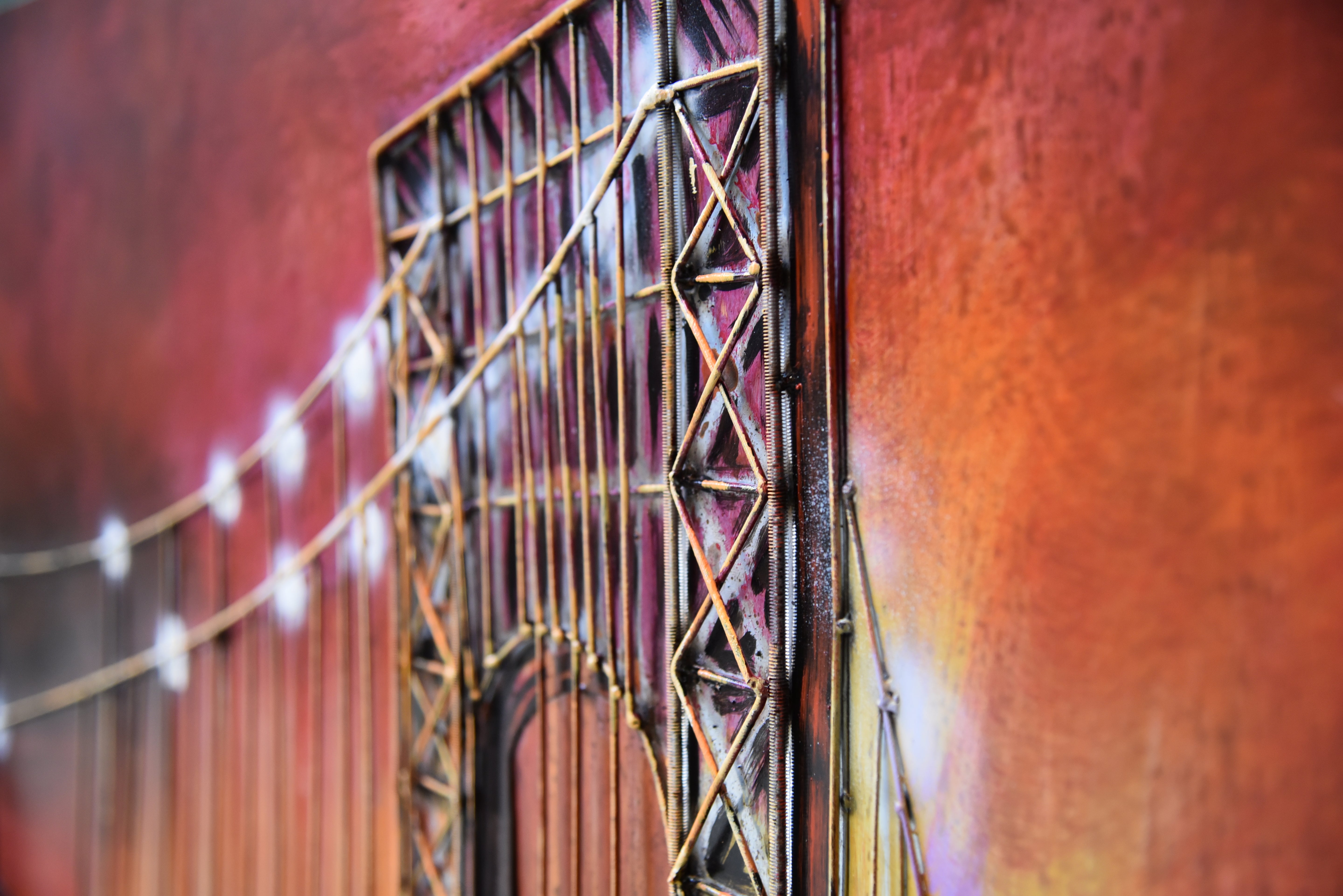 3D Metallbild Brücke buntes Wandbild Stadtmotiv 3D-Wandkunst von Interia Home & Living