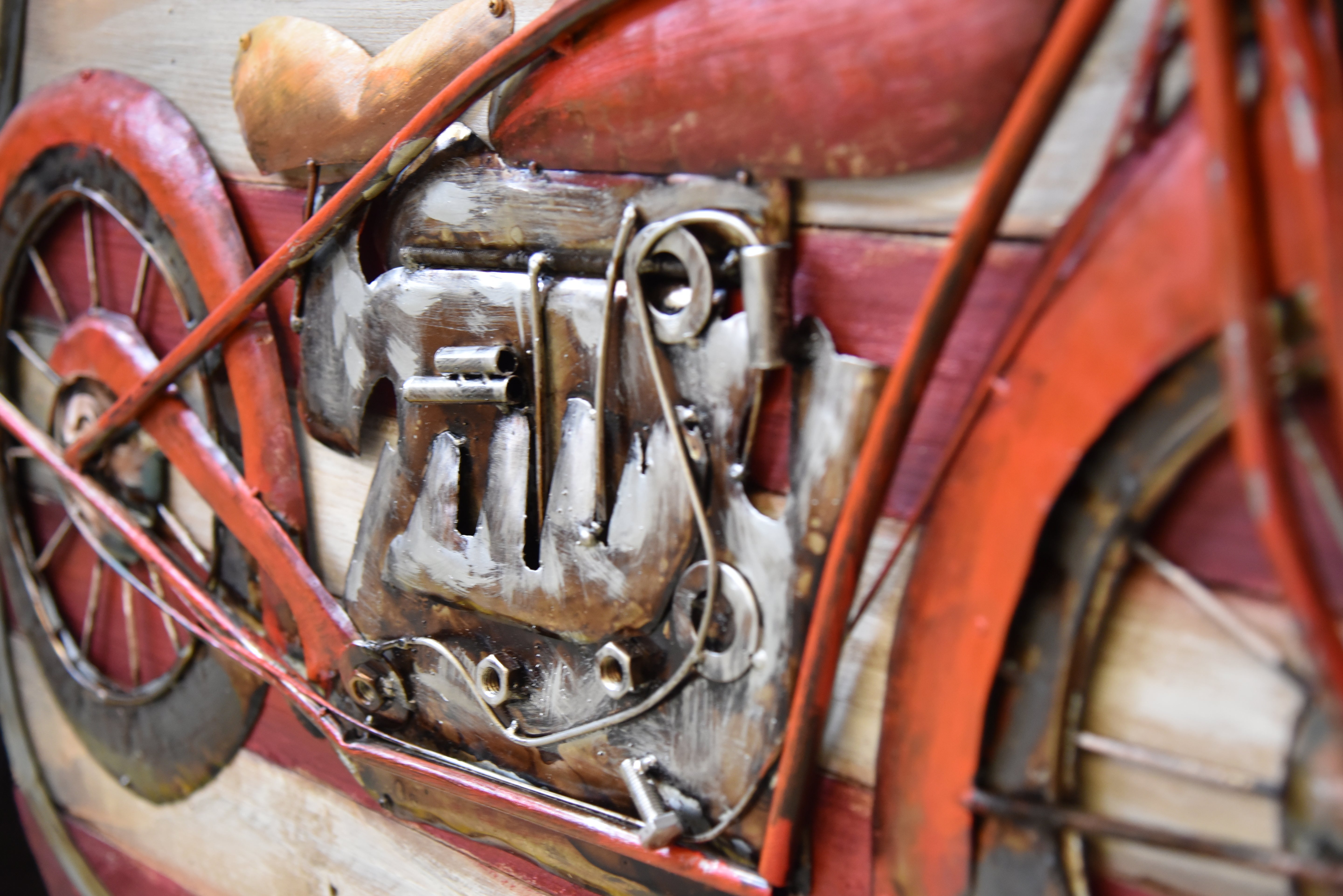 3D Metallbild Motorrad runde Biker-Wanddeko Vintage-Metallbild von Interia Home & Living