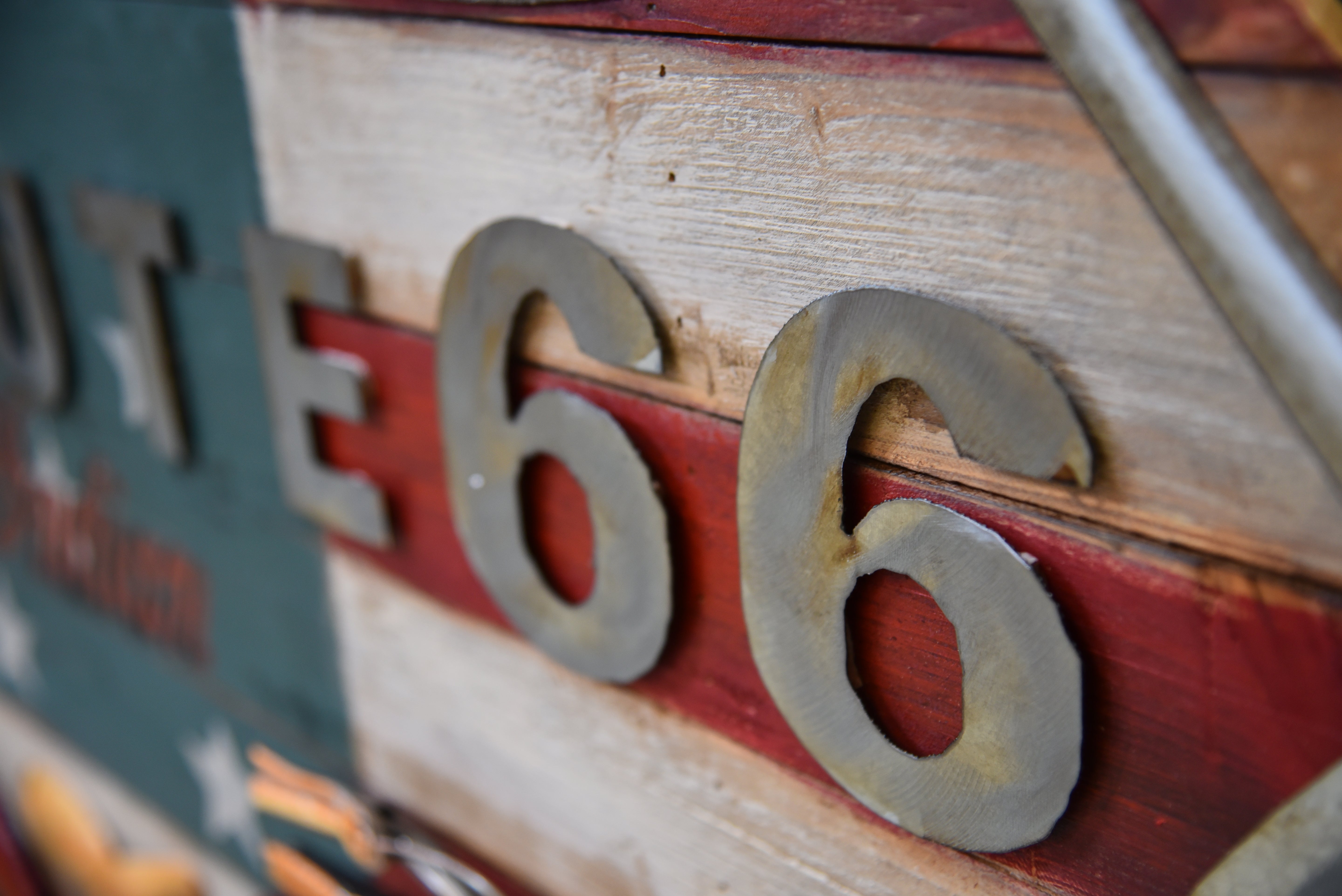 3D Metallbild Motorrad runde Biker-Wanddeko Vintage-Metallbild von Interia Home & Living