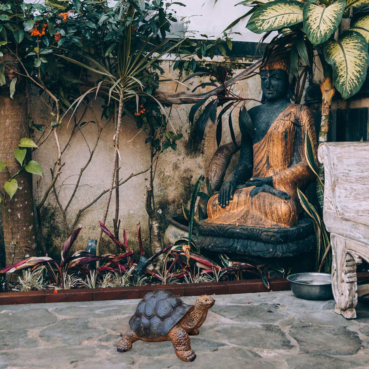Dekofigur Schildkröte Frieda lebensechte Gartendeko Tierfigur