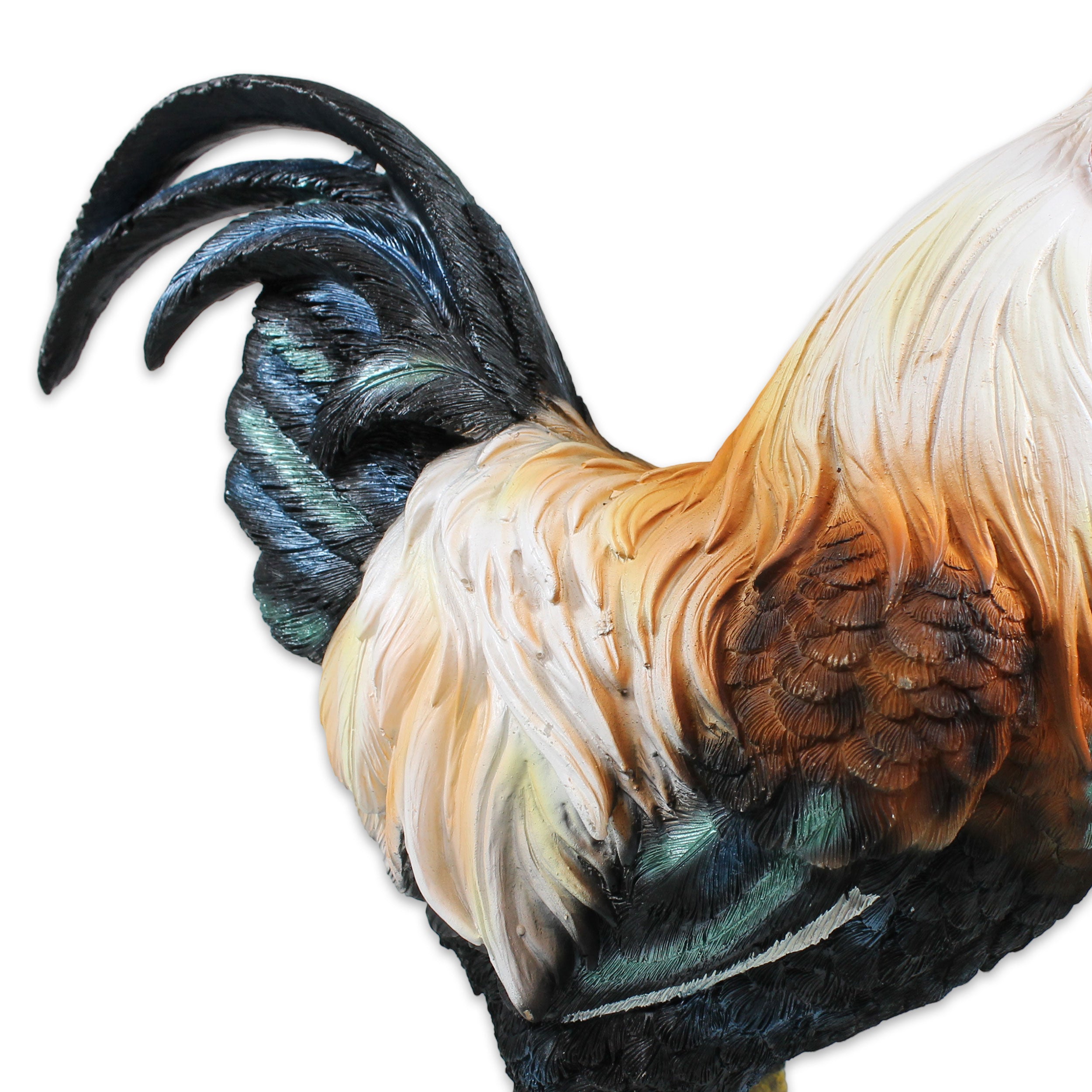 Hahn Figur für Garten 35 cm – wetterfester Deko Hahn aus Polyresin – detailreiche Gartendeko im Landhausstil