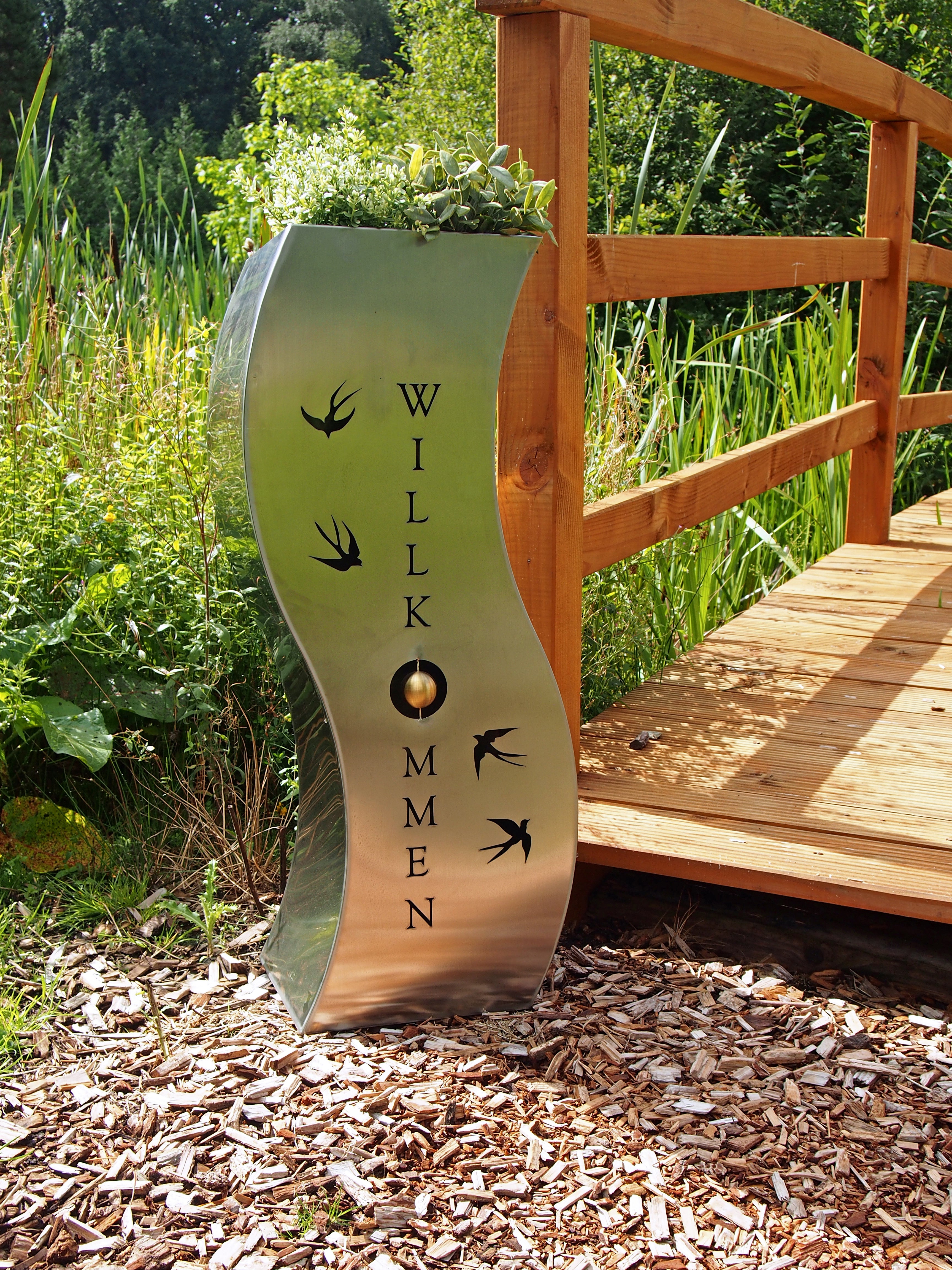 Pflanzsäule Dekosäule SCHWALBE Blumenständer Edelstahl von Garden Pleasure