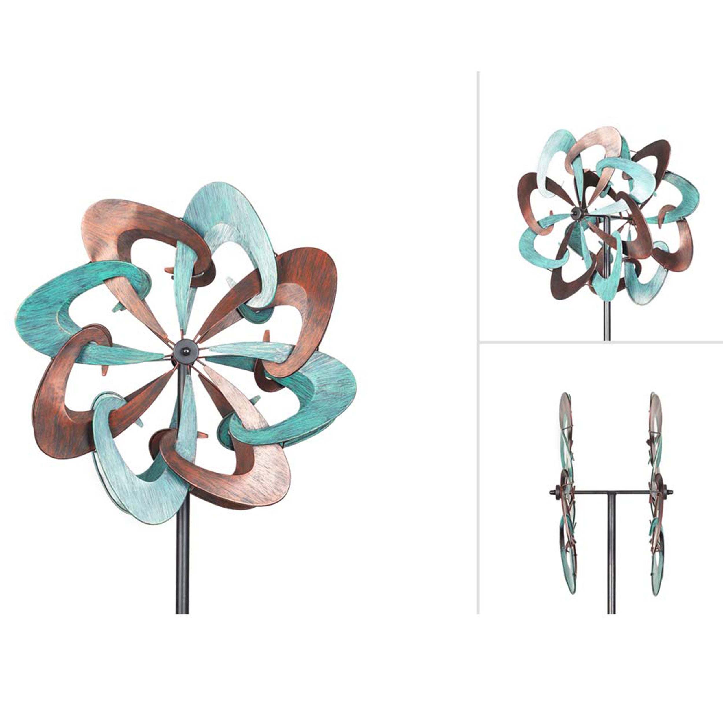 Kinetic Art Copper Swirl Duett Metall Windrad Windspiel Metall Garten Windrad stehend