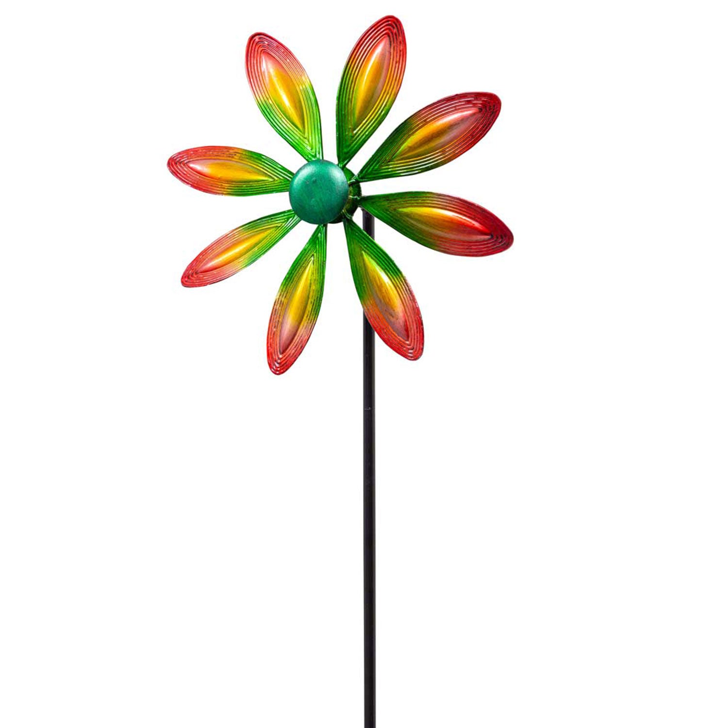 Kinetic Art Single Flower Multi-Color Metall Windrad Windspiel Metall Garten Windrad stehend