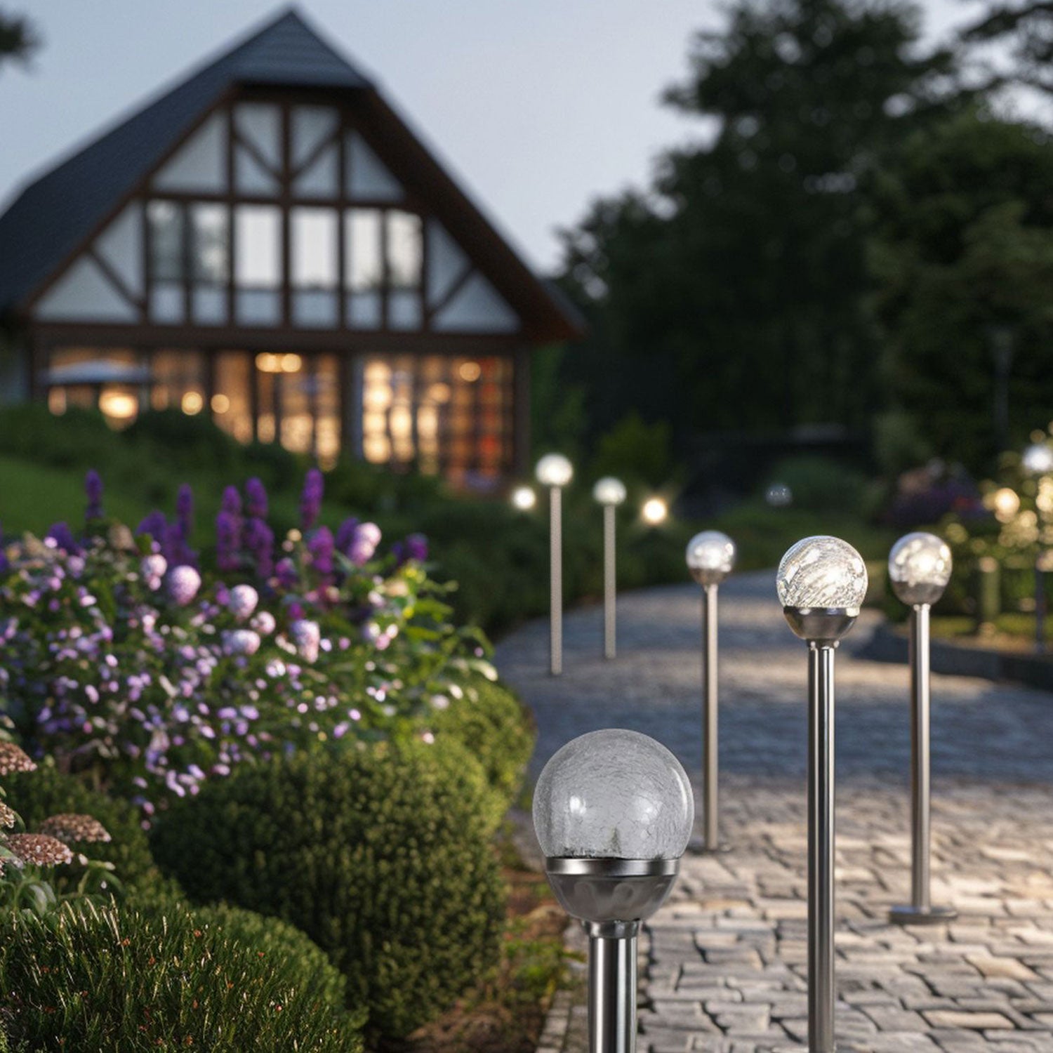 LED Solarleuchten Garten Solarlampen Garten Edelstahl Solarleuchten Echtglas Crackle Glas