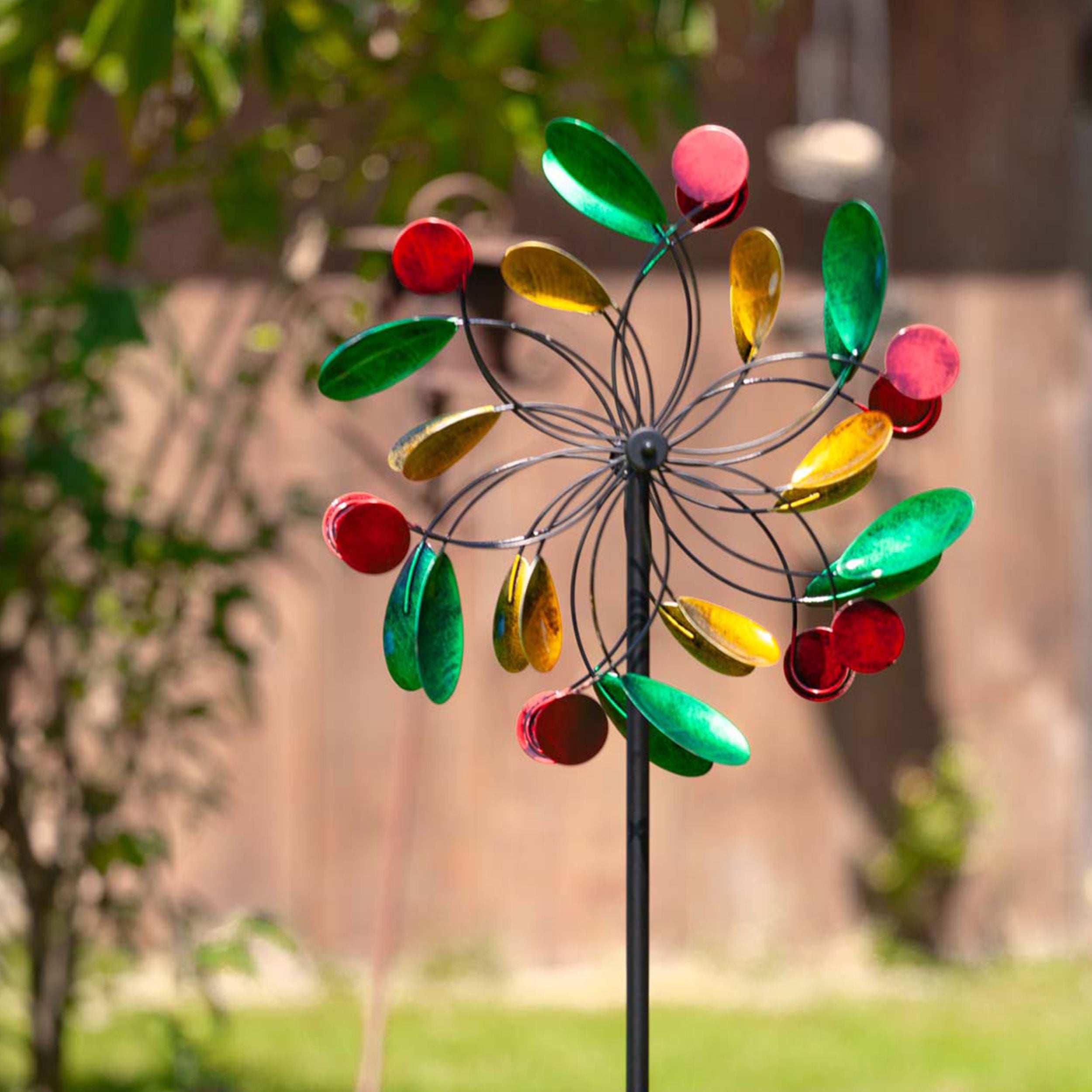 Kinetic Art Paddle Wheel Duett Metall Windrad Windspiel Metall Garten Windrad stehend