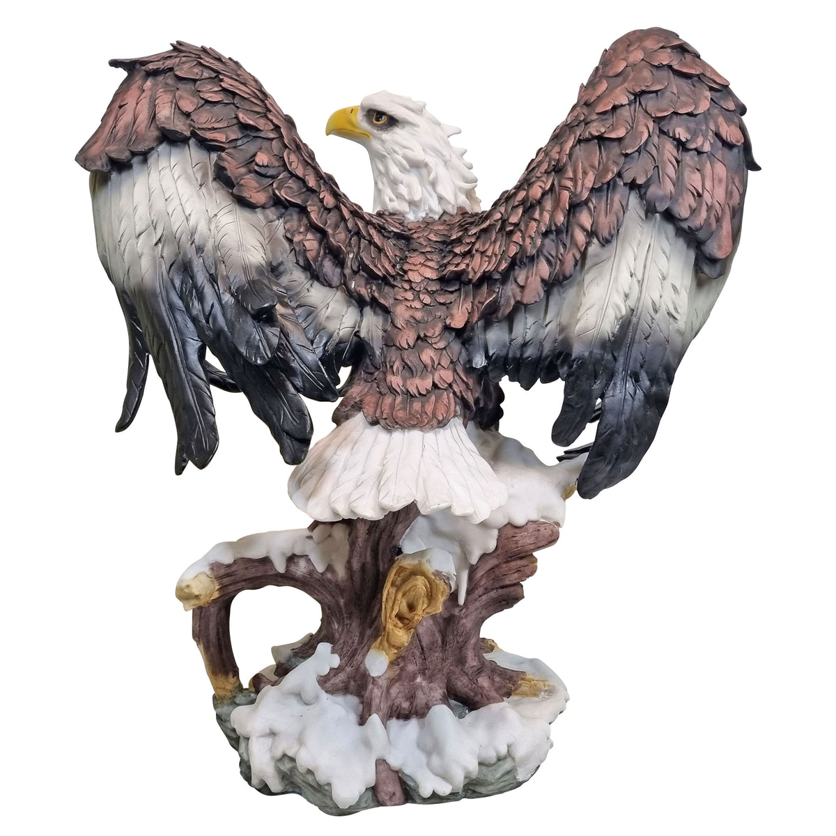 Adler Figur groß Weißkopfseeadler Elvis mit ausgebreiteten Flügeln Gartenfigur Adler wetterfest Greifvogel Deko für Garten Terrasse und Wohnbereich