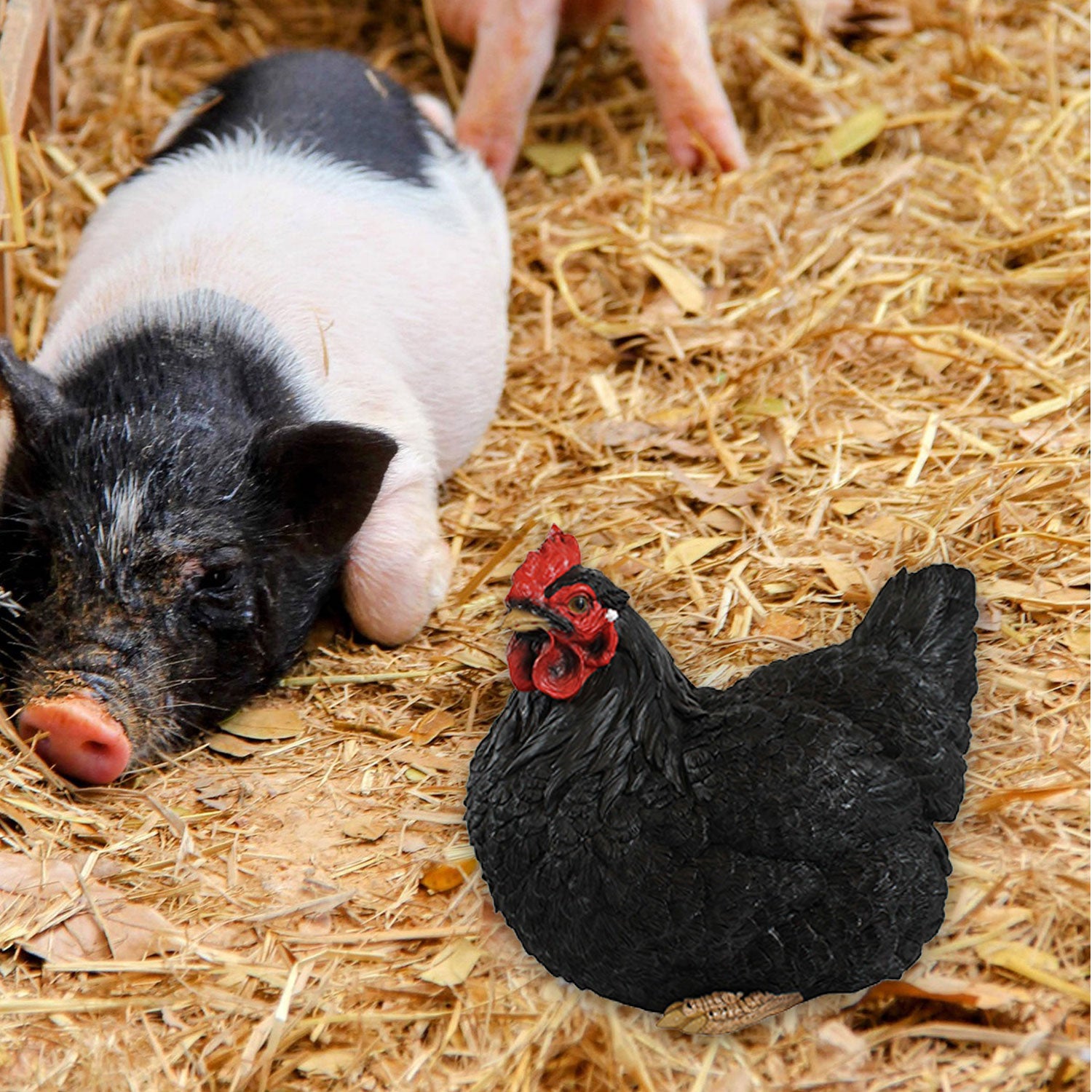 Dekofigur Henne Huhn Berta sitzend lebensecht