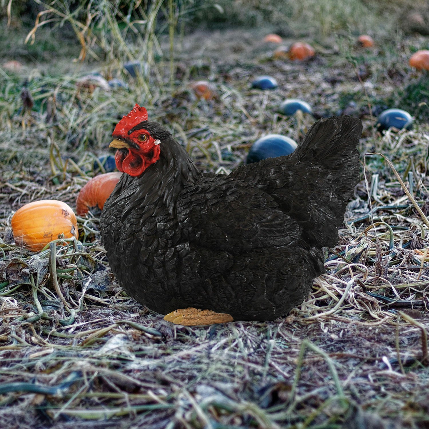 Dekofigur Henne Huhn Berta sitzend lebensecht