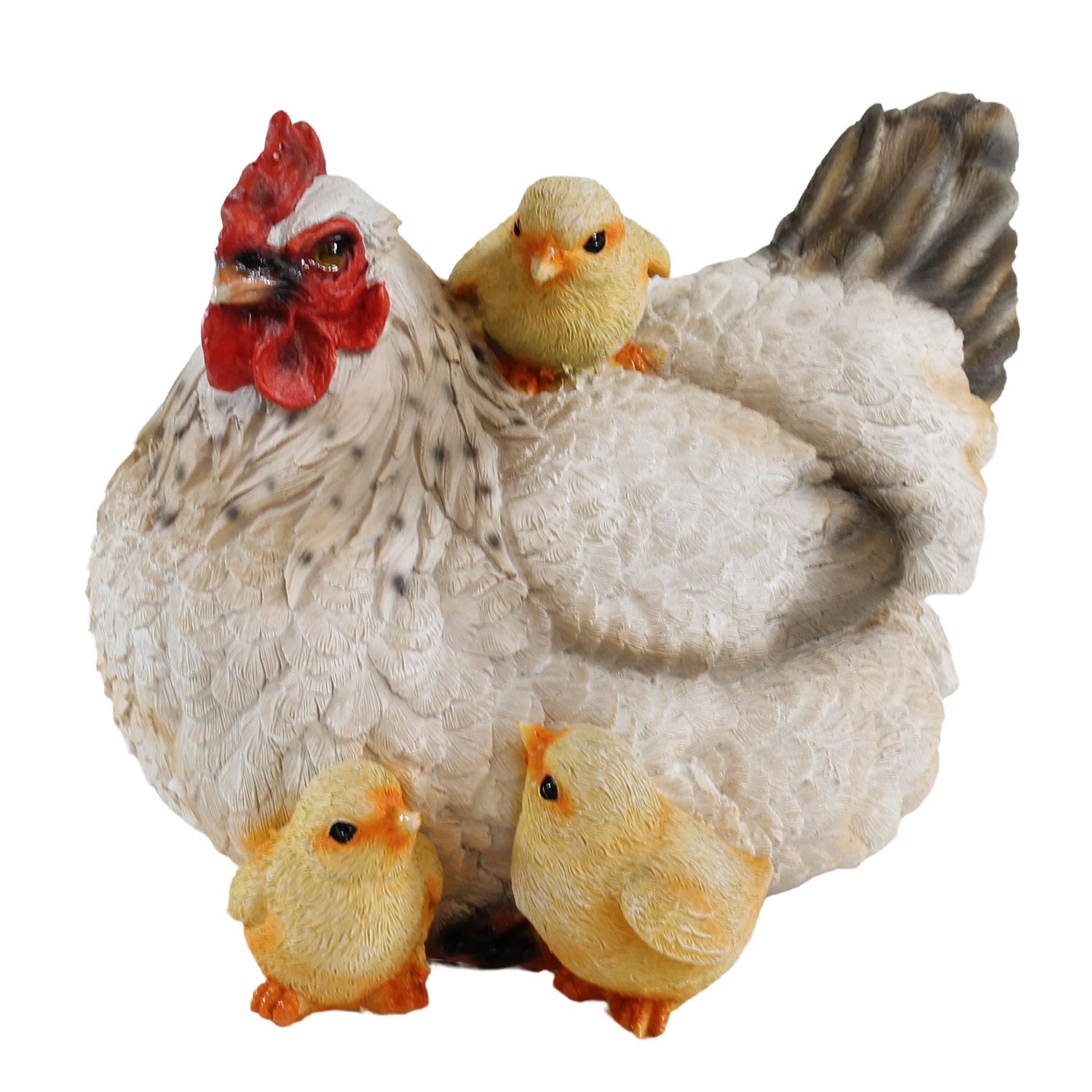 Dekofigur Henne Huhn Louise mit Küken lebensechte Tierfigur