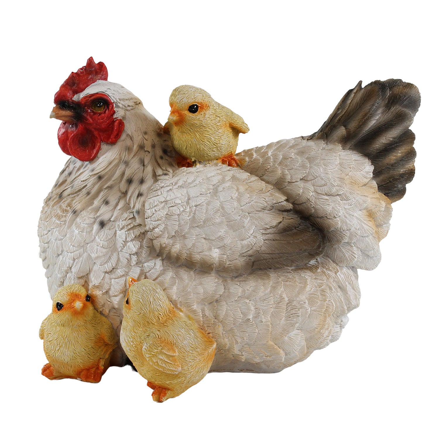 Dekofigur Henne Huhn Louise mit Küken lebensechte Tierfigur