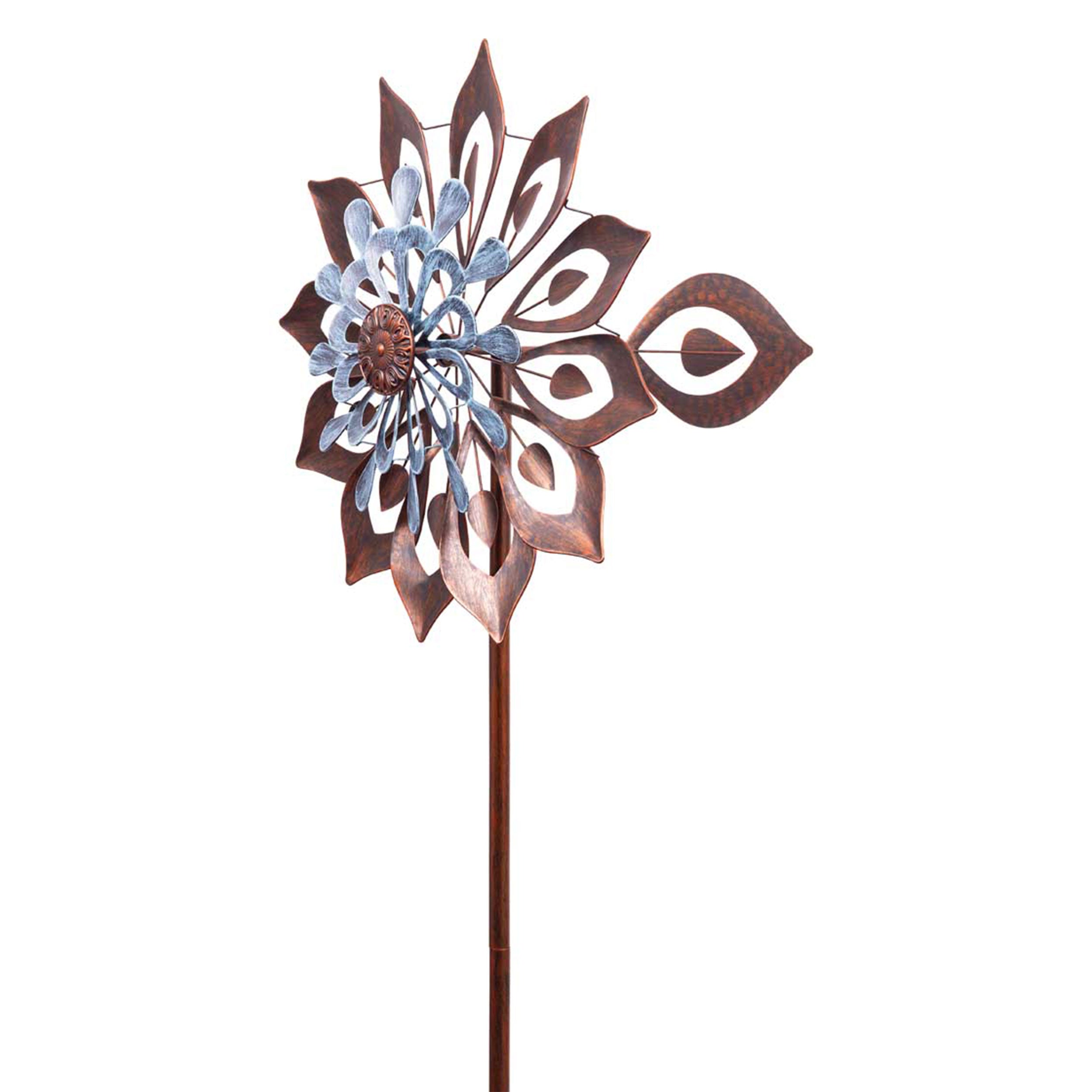 Kinetic Art Copper Kaleidoscope Giant Duett Metall Windrad Windspiel Metall Garten Windrad stehend