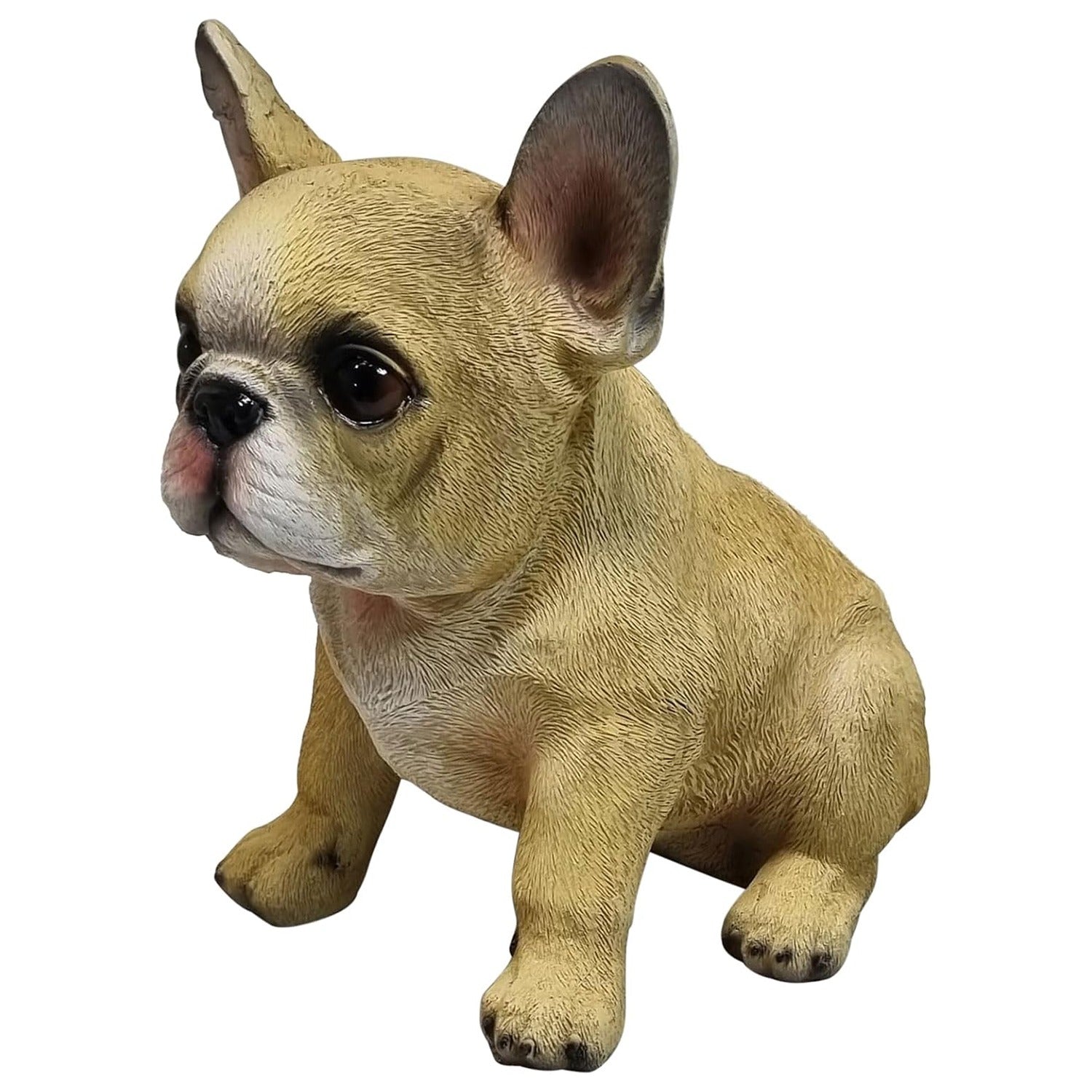 Hundefigur Französische Bulldogge Welpe Tierfigur beige Gartenfigur Dekofigur