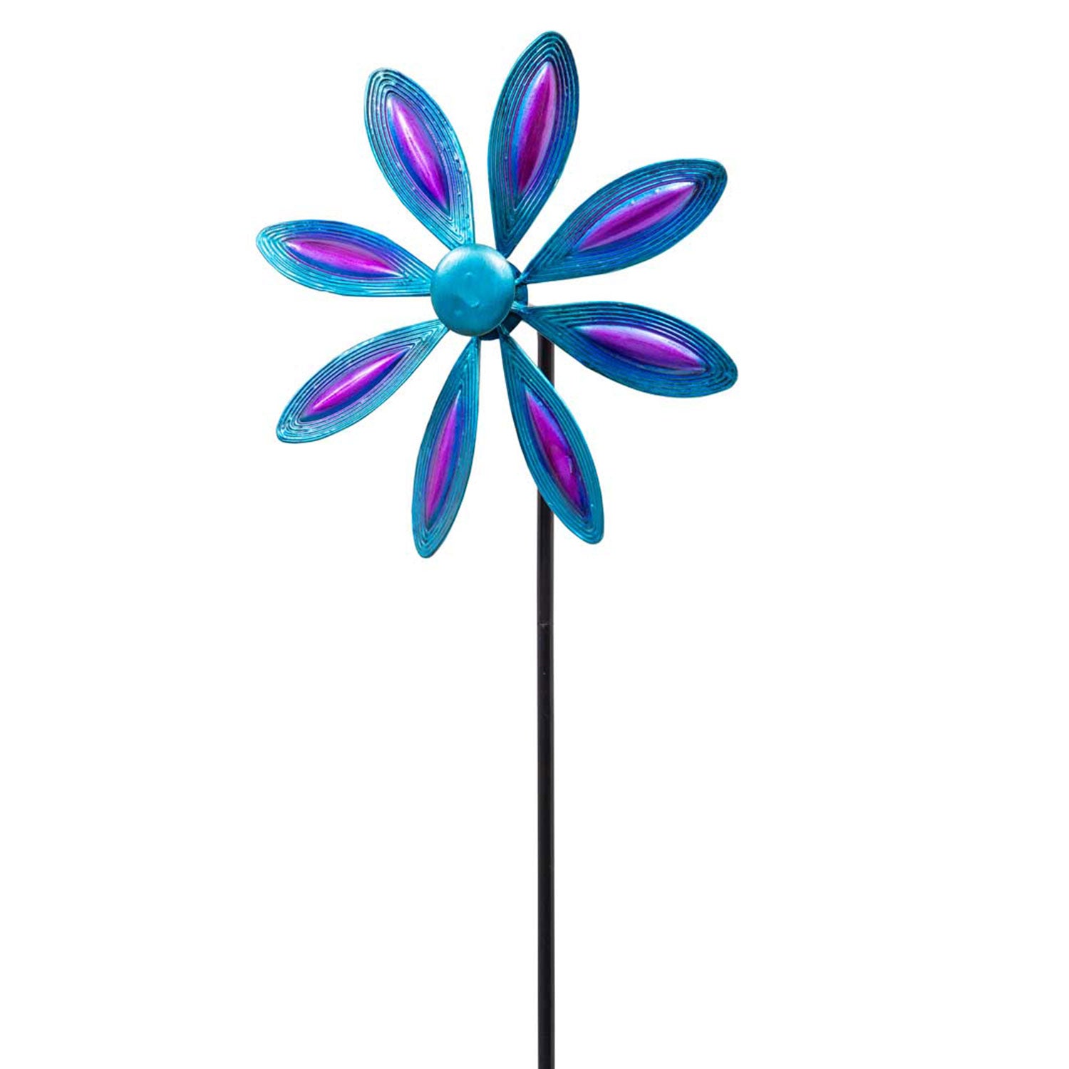 Kinetic Art Single Flower Purple-Blue Metall Windrad Windspiel Metall Garten Windrad stehend