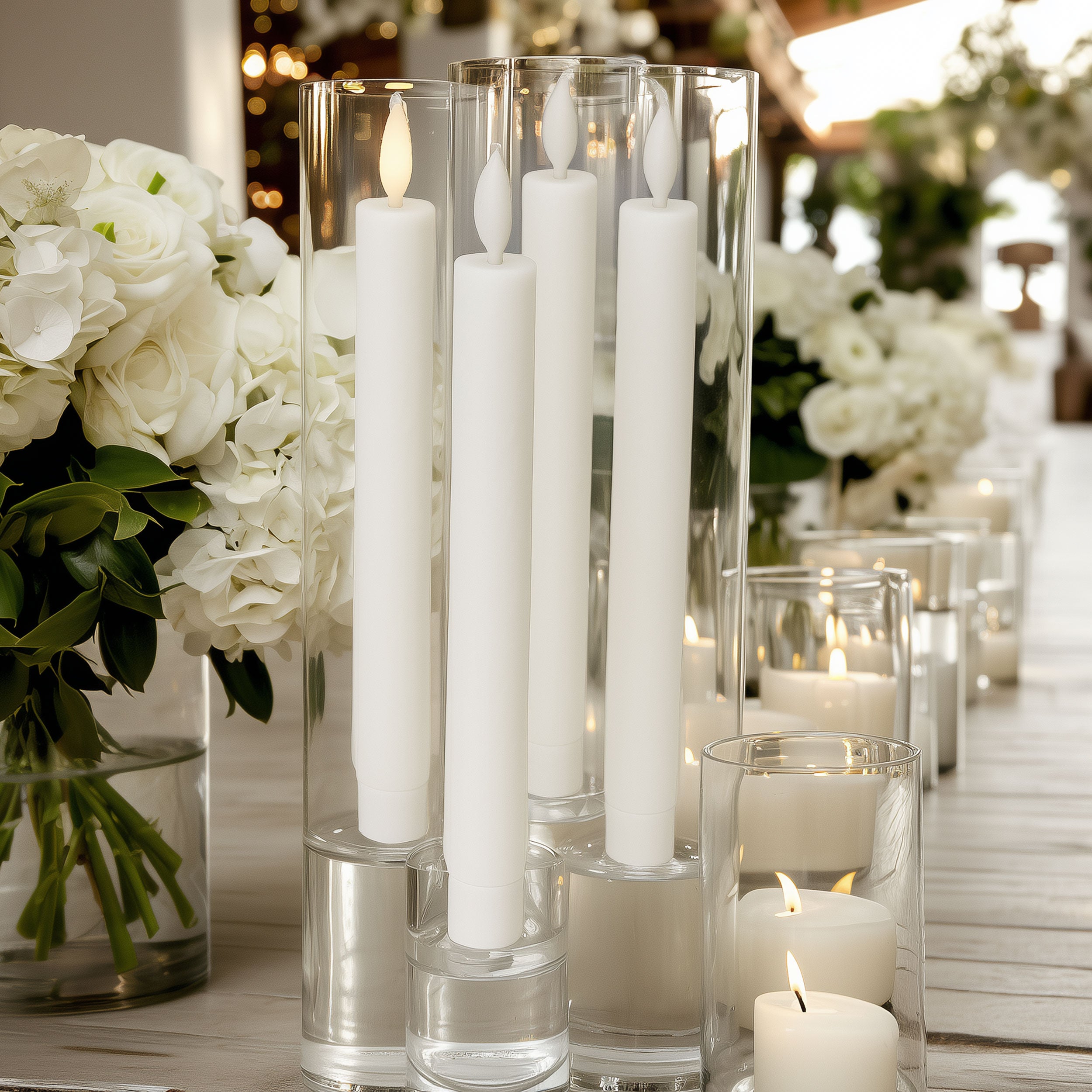 LED Kerzen mit Timer | Stabkerzen 24,5 cm | LED Echtwachskerzen mit flackernder 3D Flamme und Fernbedienung | versch. Farben zur Auswahl