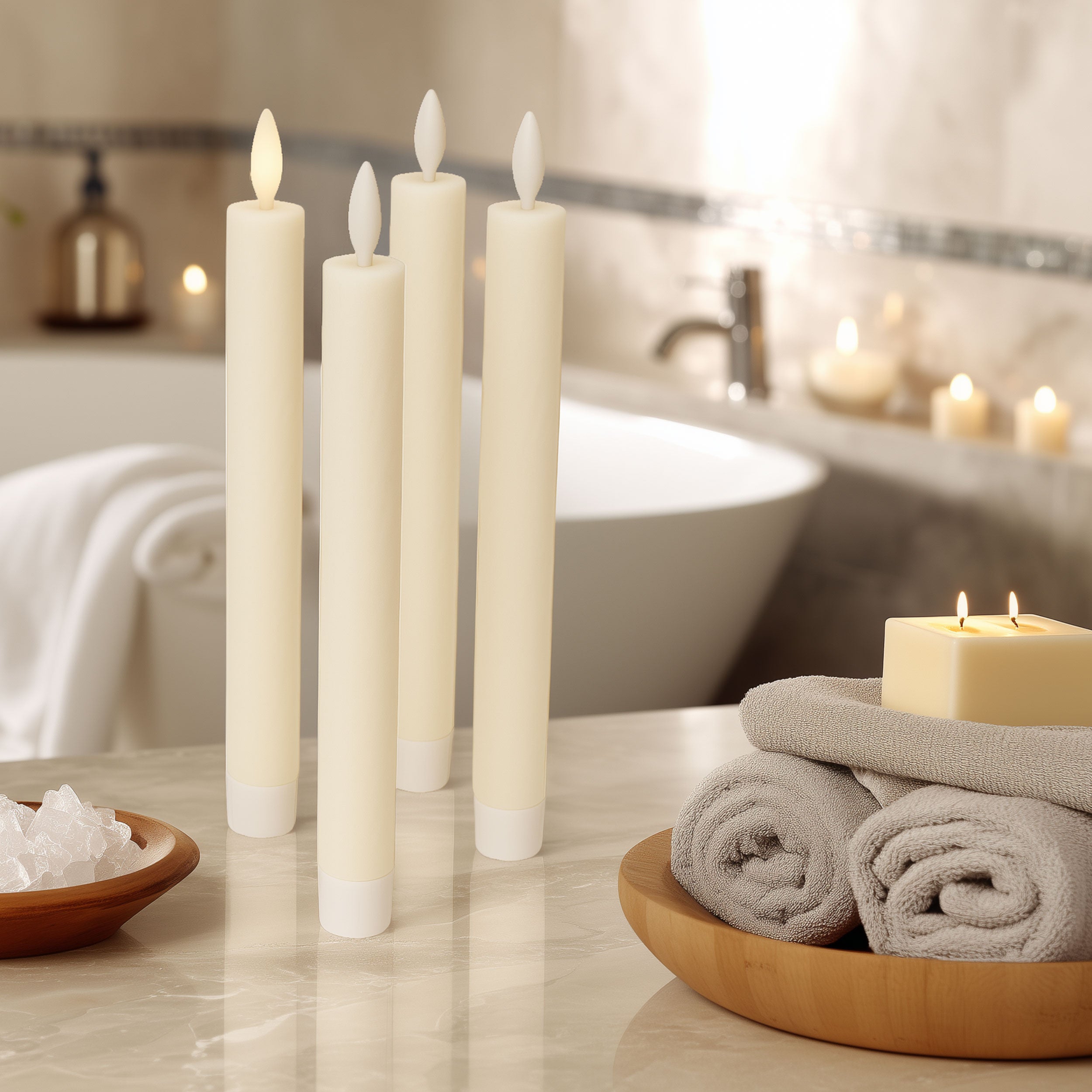 LED Kerzen mit Timer | Stabkerzen 24,5 cm | LED Echtwachskerzen mit flackernder 3D Flamme und Fernbedienung | versch. Farben zur Auswahl