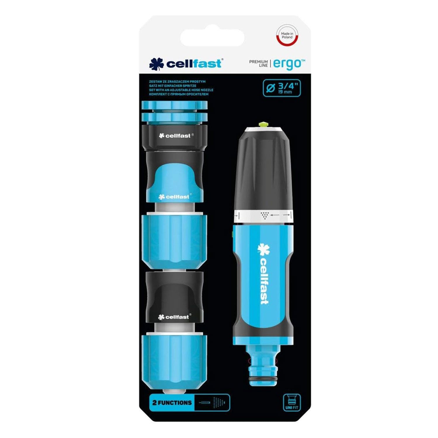 Gartenbrause SET Gartenschlauch Brause Handspritze, Wasser-Stop Schnellverbinder Cellfast 53-505 ERGO 3/4”