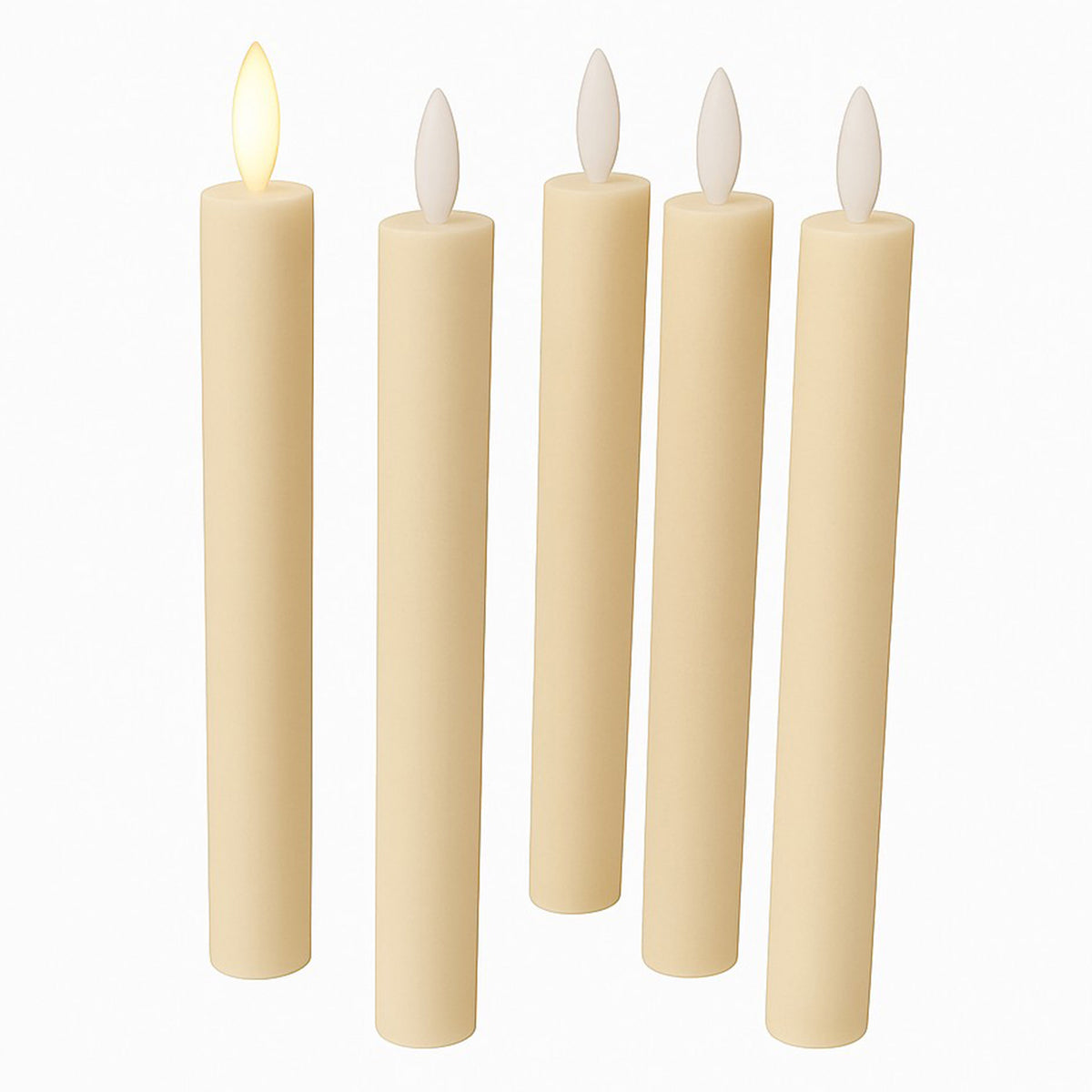 LED Stabkerzen 5er Set aus Echtwachs mit 6h Timer Flackereffekt warmweiß batteriebetrieben für Kerzenständer Tischdeko und Weihnachten