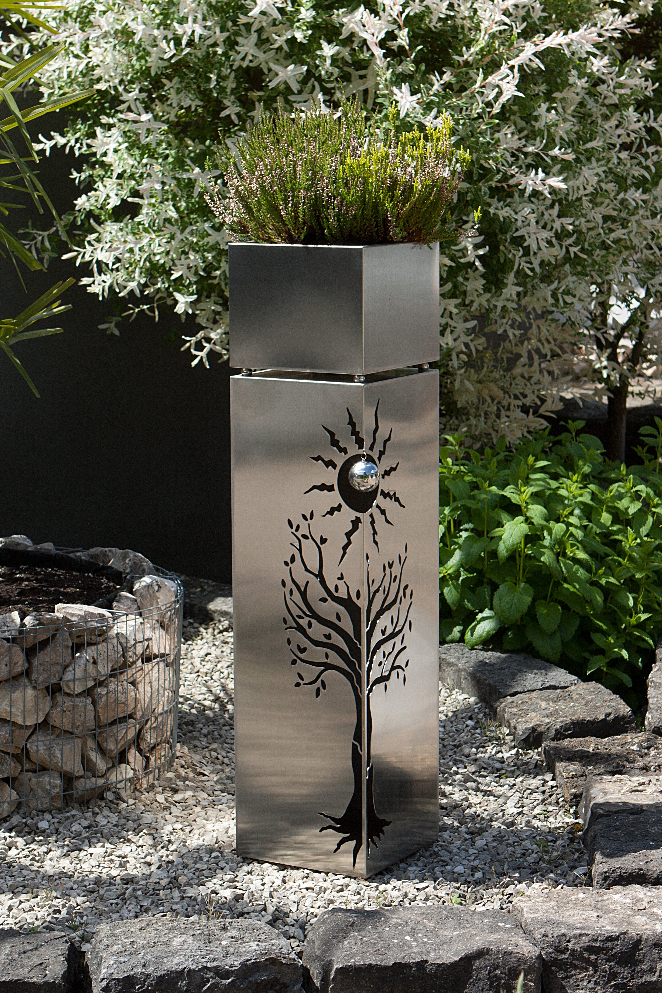 Pflanzsäule Dekosäule BUCHE Blumenständer Edelstahl von Garden Pleasure