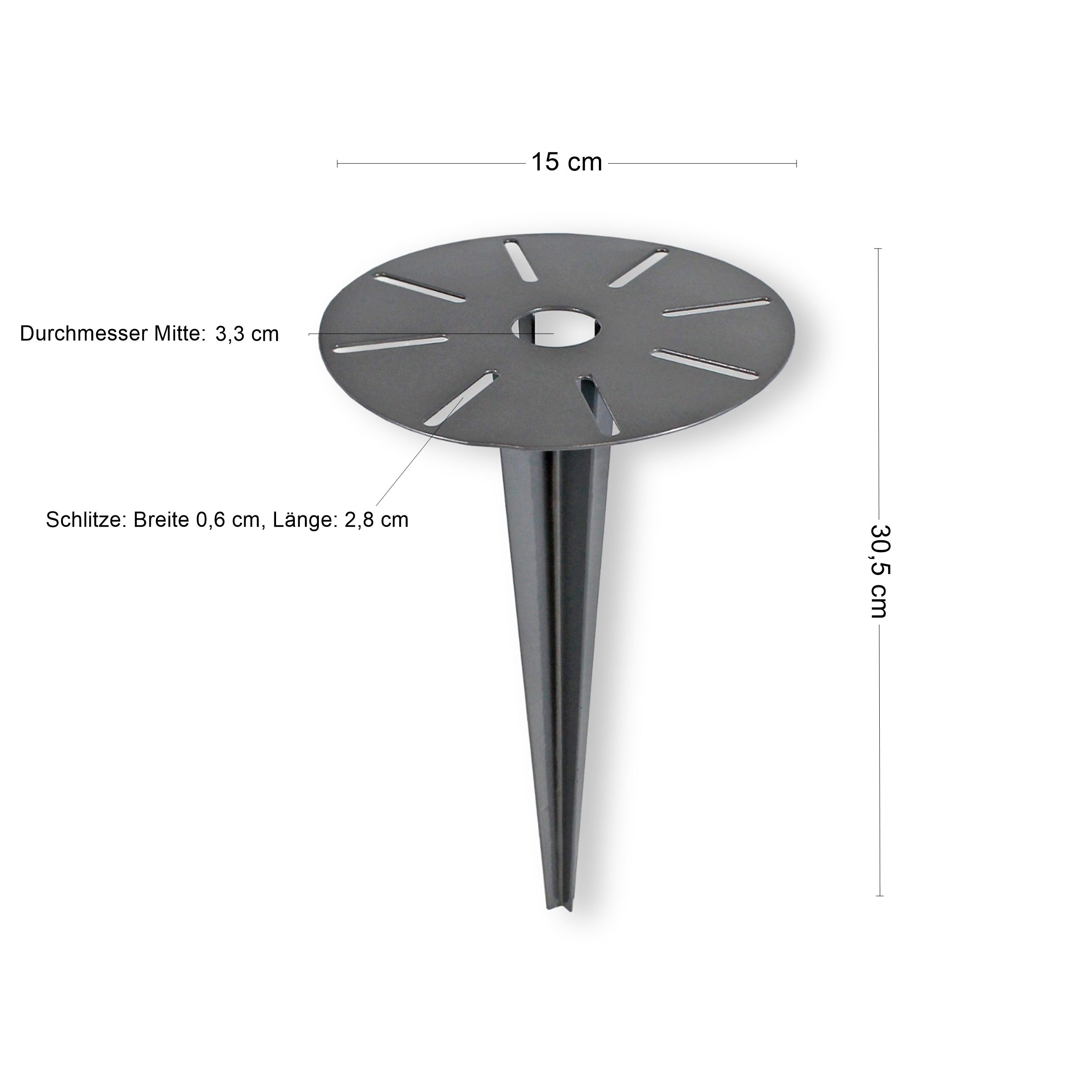 Universal Erdspieß kompakt für Gartenleuchte Lampe Gartensteckdose pulverbeschichtet mit Kabelführung für Garten und Terrasse
