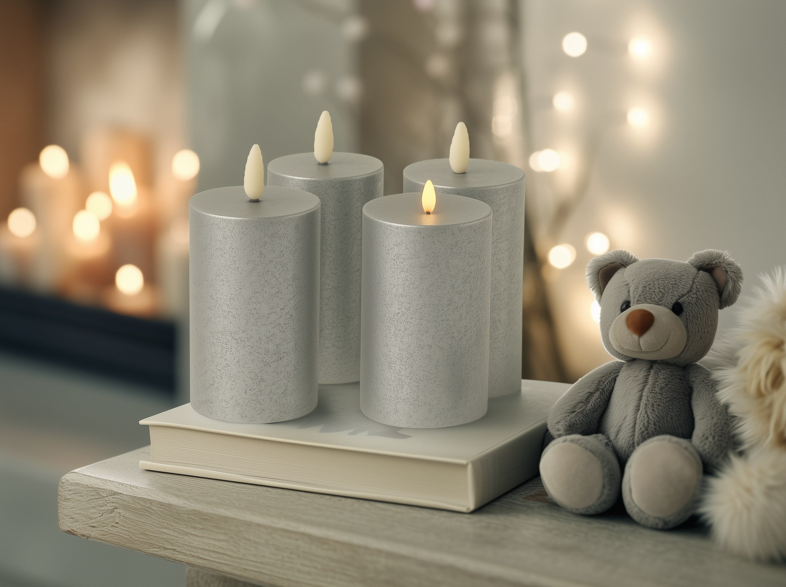 LED Kerzen mit Timer | Stumpenkerze 10x6,5 cm | LED Echtwachskerzen mit 3D Flamme und Fernbedienung | versch. Farben zur Auswahl