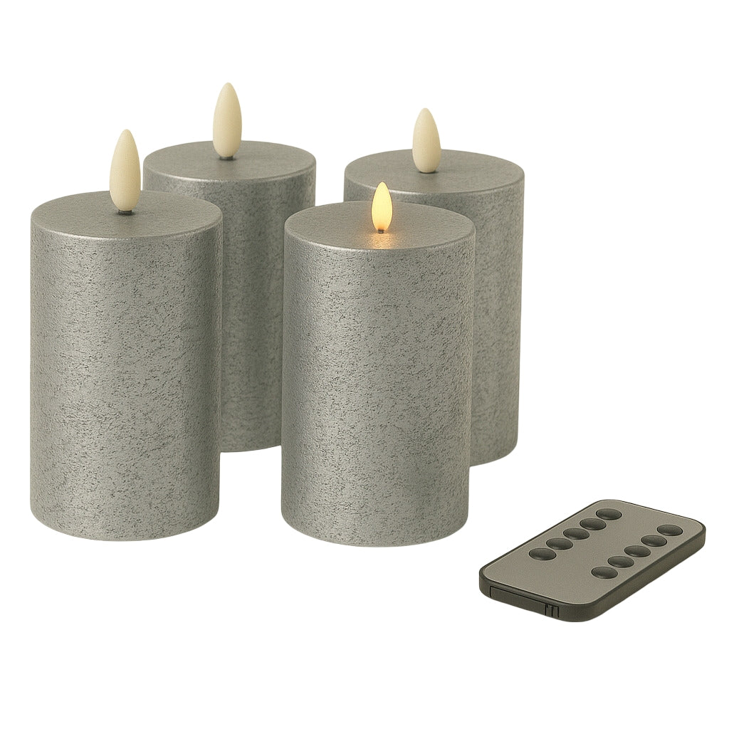 LED Kerzen mit Timer | Stumpenkerze 15x7,5 cm | LED Echtwachskerzen mit 3D Flamme und Fernbedienung | versch. Farben zur Auswahl