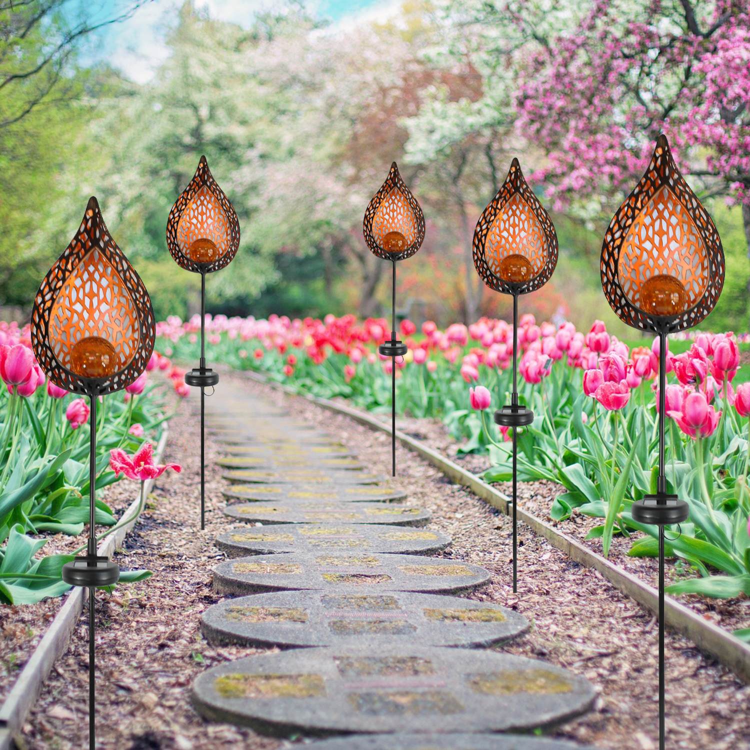 LED Solar Gartenleuchten – Wetterfest, Solarbetrieben, Dekorative Beleuchtung für Garten, Balkon und Terrasse versch. Designs