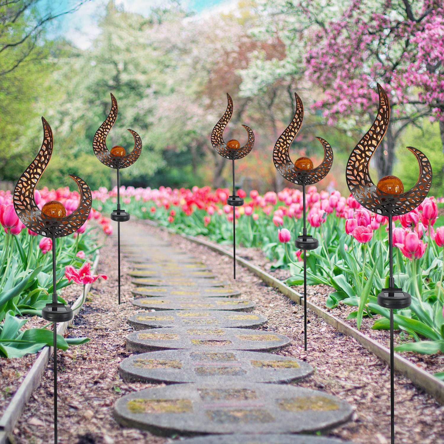 LED Solar Gartenleuchten – Wetterfest, Solarbetrieben, Dekorative Beleuchtung für Garten, Balkon und Terrasse versch. Designs