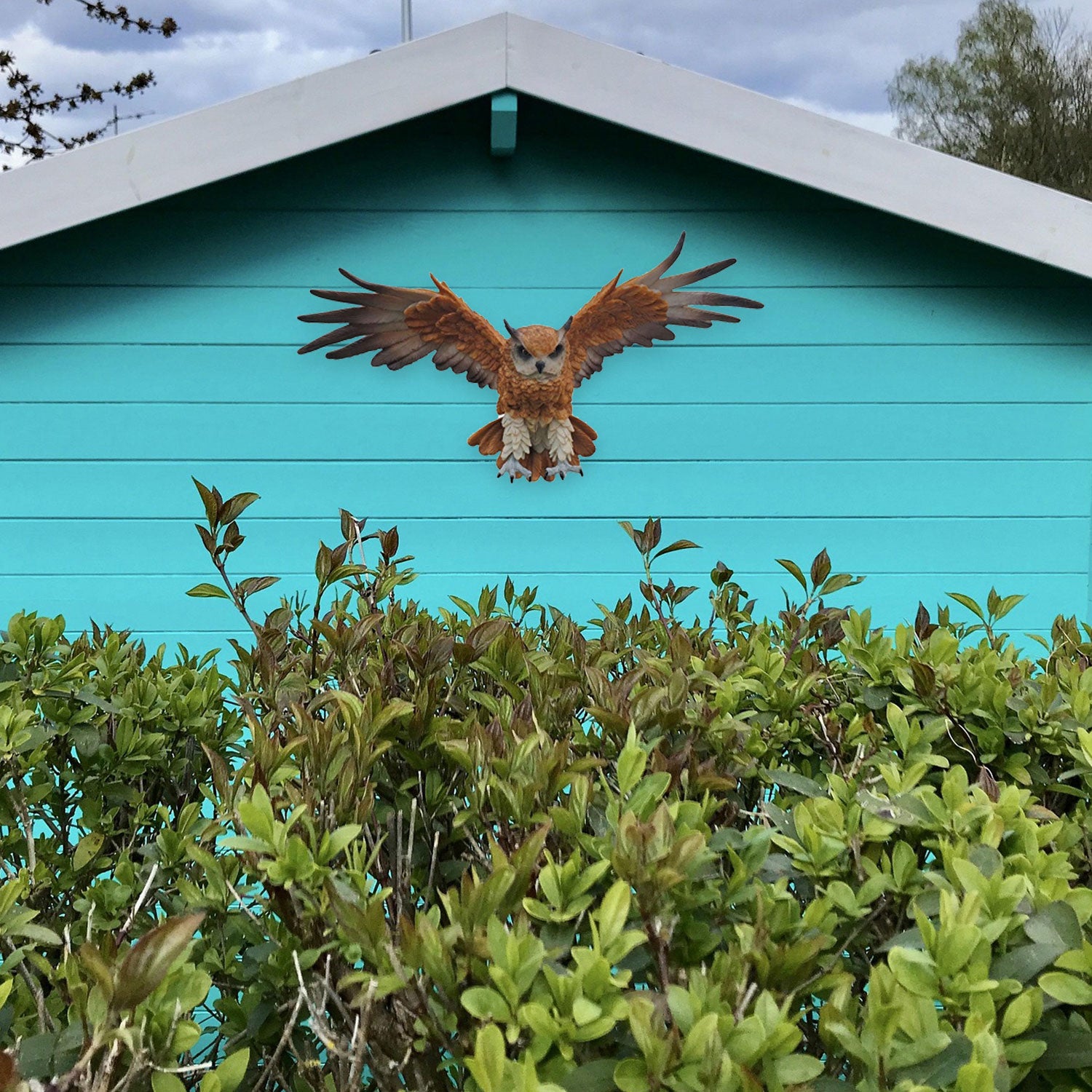 Dekofigur Eule fliegend Wanddeko Tierfigur Greifvogel Uhu Wandrelief