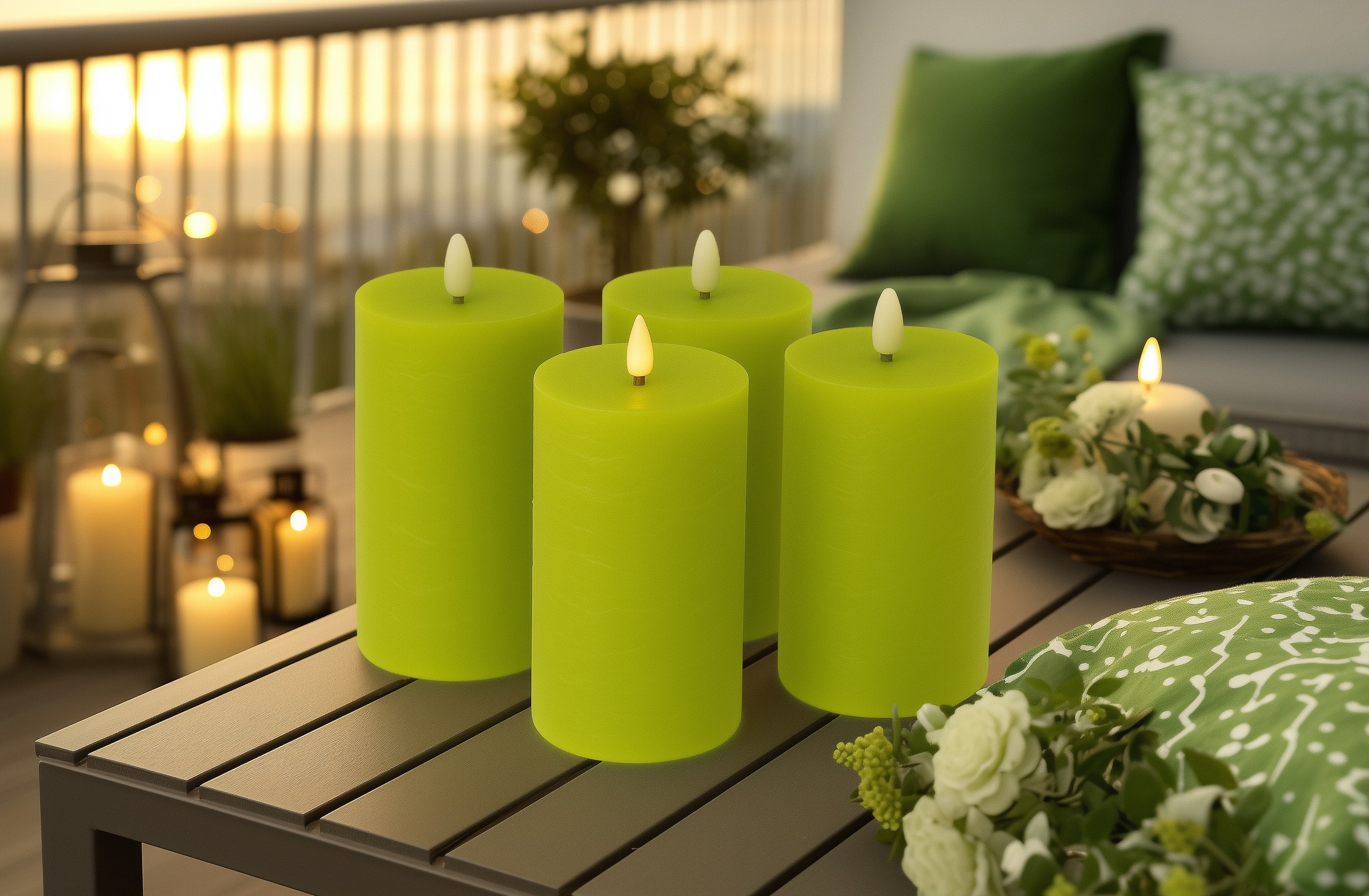 LED Kerzen mit Timer | Stumpenkerze 10x6,5 cm | LED Echtwachskerzen mit 3D Flamme und Fernbedienung | versch. Farben zur Auswahl