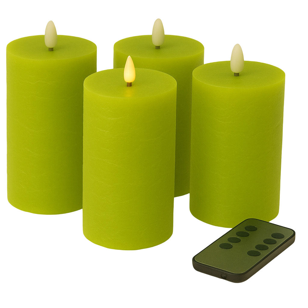 LED Kerzen mit Timer | Stumpenkerze 15x7,5 cm | LED Echtwachskerzen mit 3D Flamme und Fernbedienung | versch. Farben zur Auswahl