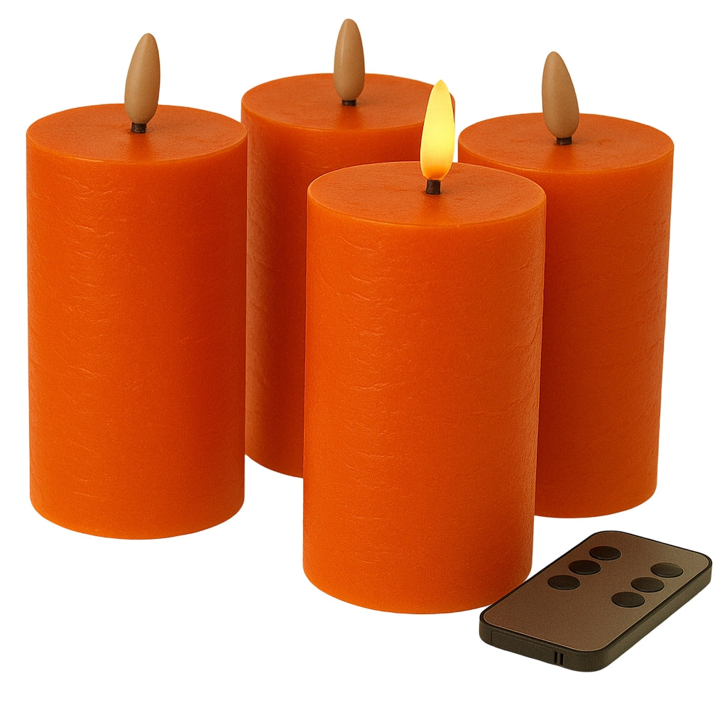 LED Kerzen mit Timer | Stumpenkerze 10x6,5 cm | LED Echtwachskerzen mit 3D Flamme und Fernbedienung | versch. Farben zur Auswahl