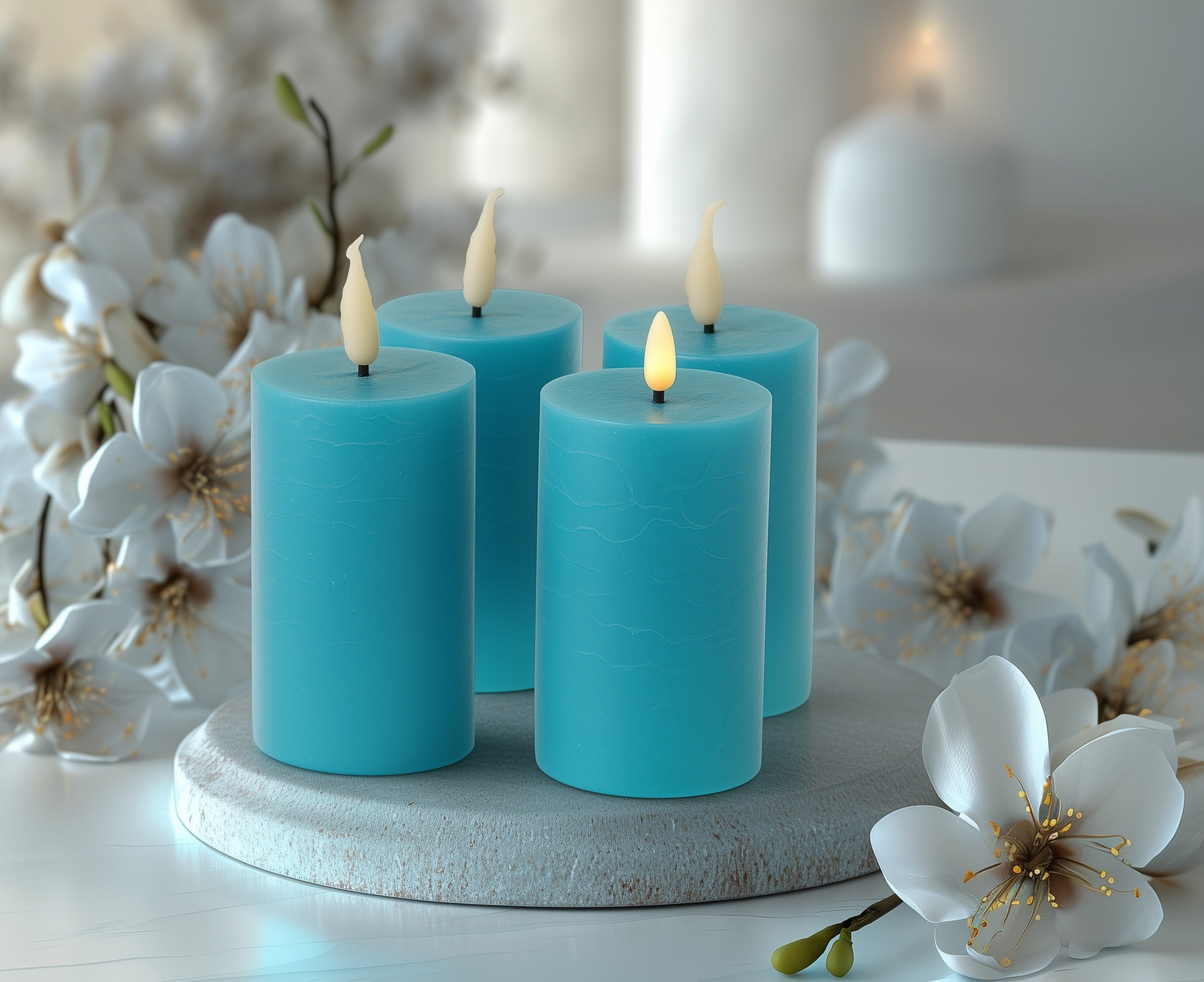 LED Kerzen mit Timer | Stumpenkerze 10x6,5 cm | LED Echtwachskerzen mit 3D Flamme und Fernbedienung | versch. Farben zur Auswahl