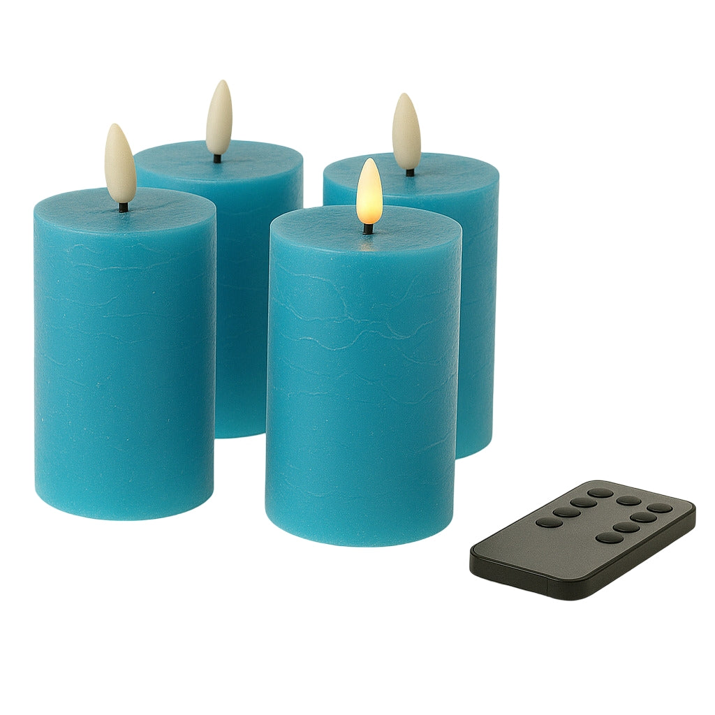 LED Kerzen mit Timer | Stumpenkerze 10x6,5 cm | LED Echtwachskerzen mit 3D Flamme und Fernbedienung | versch. Farben zur Auswahl