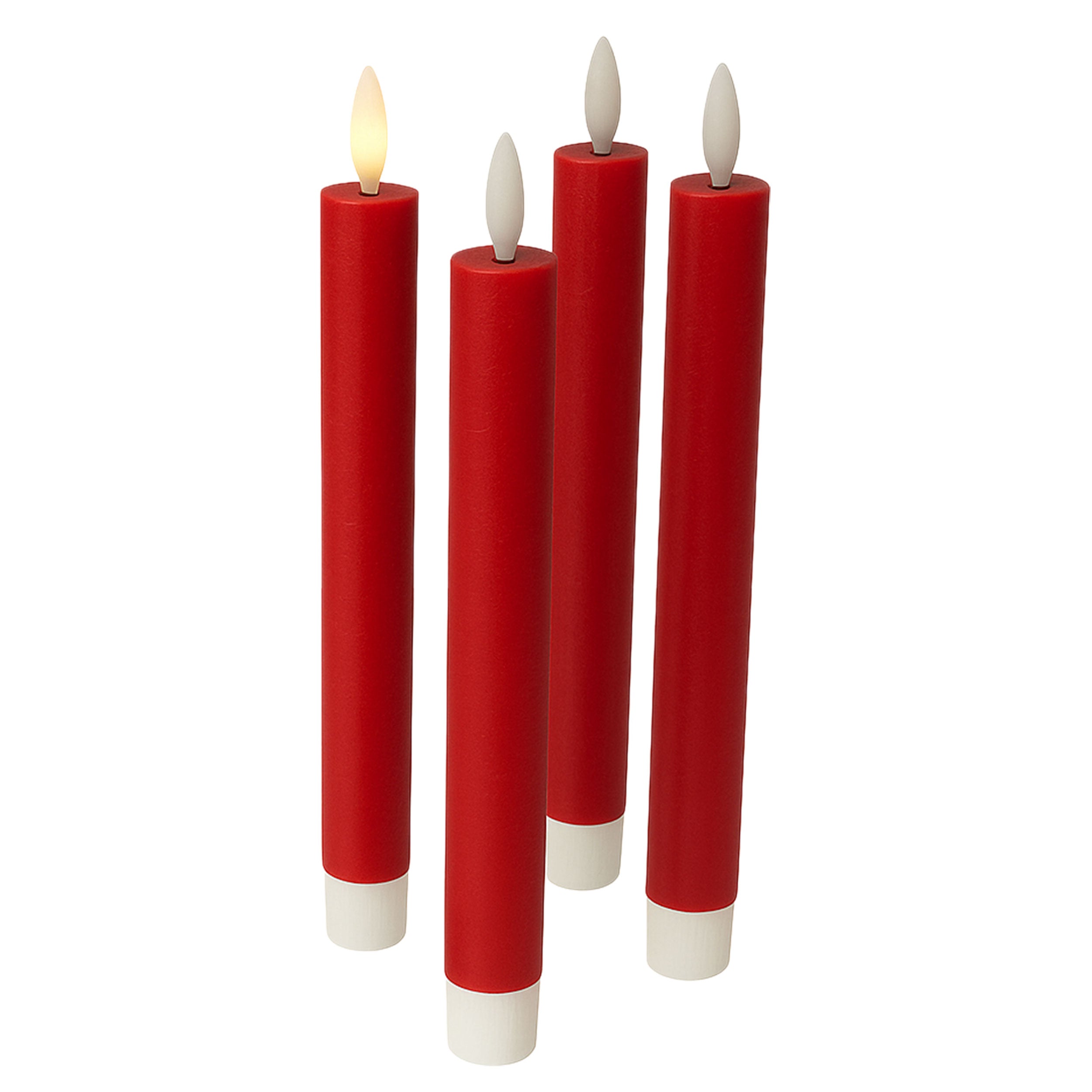 LED Kerzen mit Timer | Stabkerzen 24,5 cm | LED Echtwachskerzen mit flackernder 3D Flamme und Fernbedienung | versch. Farben zur Auswahl