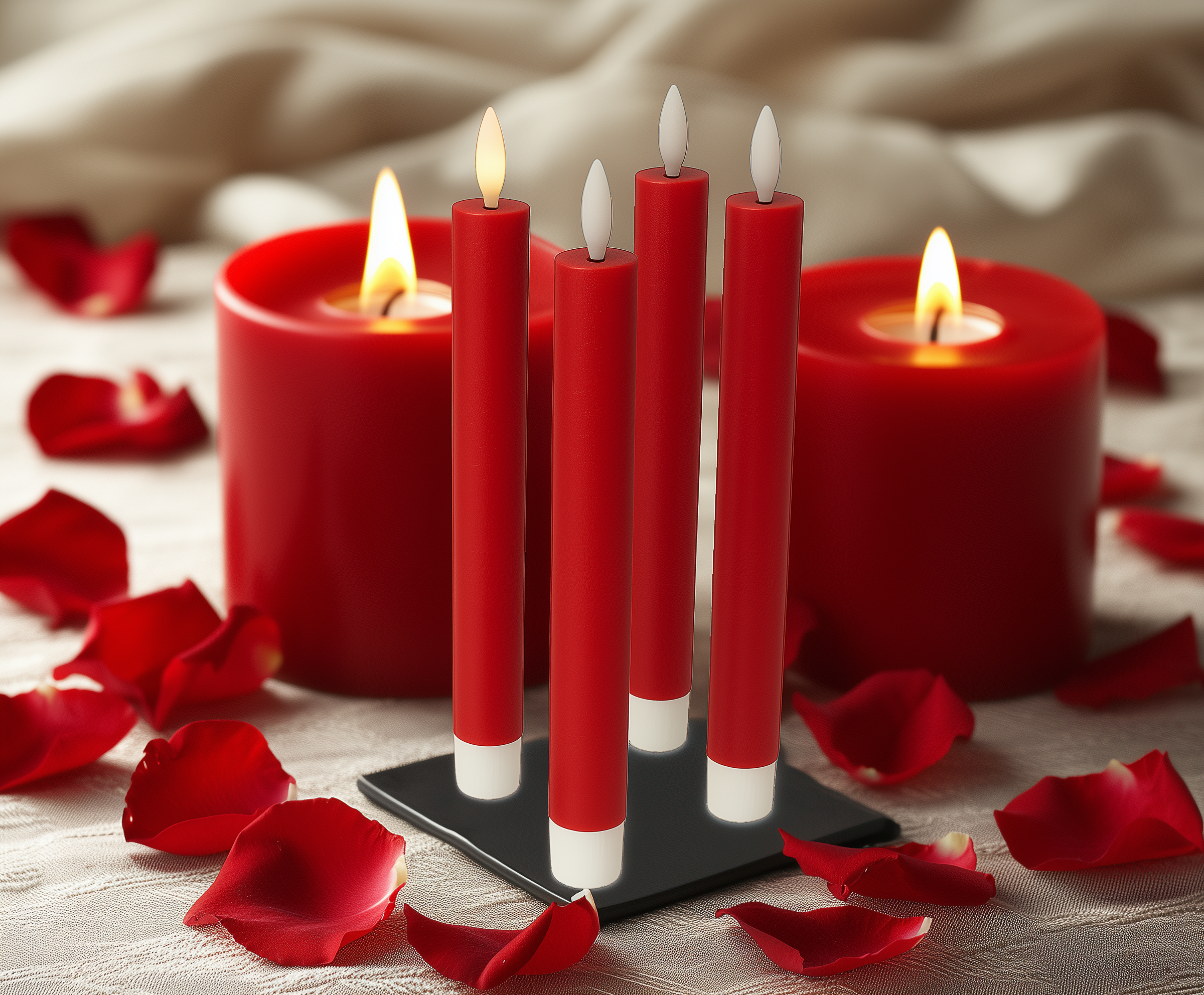 LED Kerzen mit Timer | Stabkerzen 24,5 cm | LED Echtwachskerzen mit flackernder 3D Flamme und Fernbedienung | versch. Farben zur Auswahl