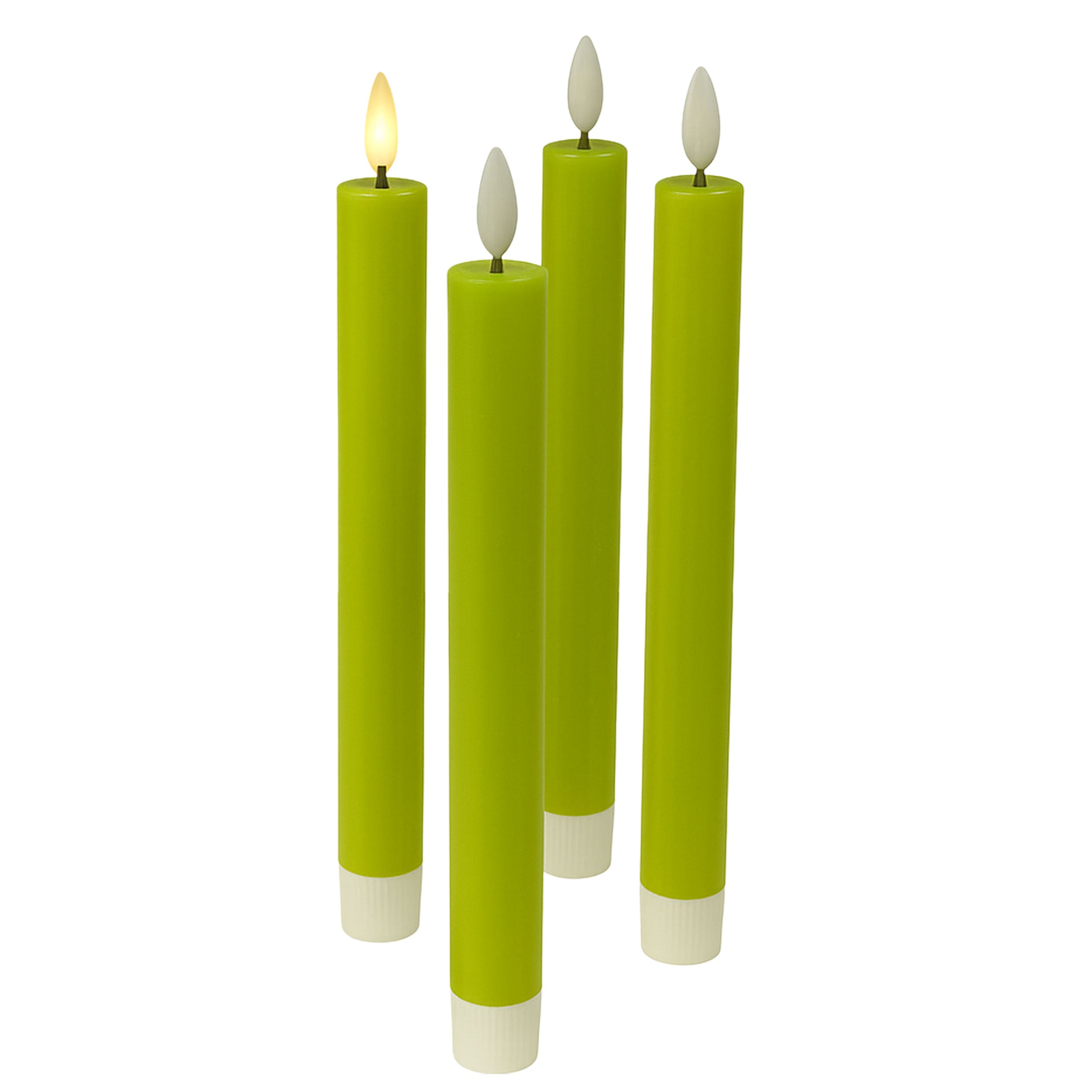 LED Kerzen mit Timer | Stabkerzen 24,5 cm | LED Echtwachskerzen mit flackernder 3D Flamme und Fernbedienung | versch. Farben zur Auswahl