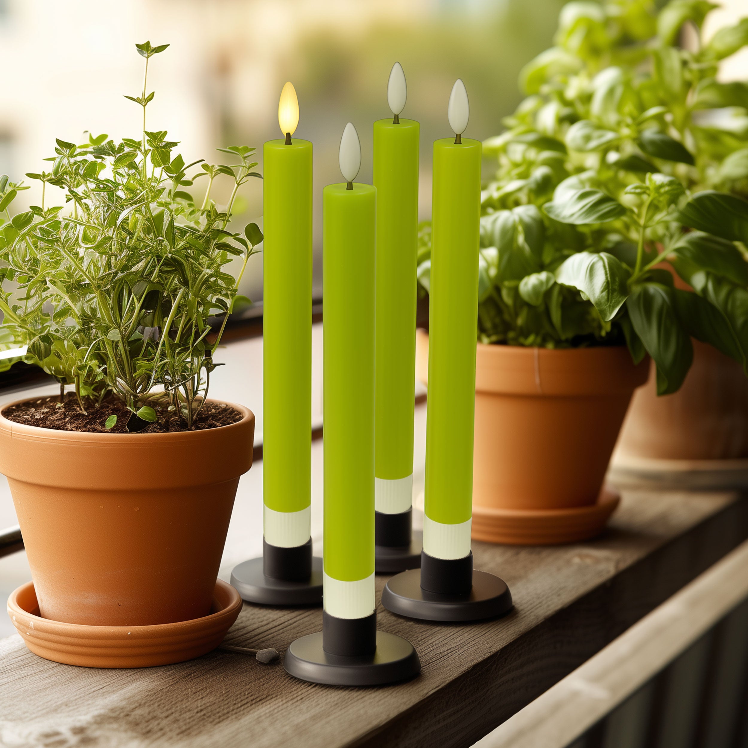 LED Kerzen mit Timer | Stabkerzen 24,5 cm | LED Echtwachskerzen mit flackernder 3D Flamme und Fernbedienung | versch. Farben zur Auswahl