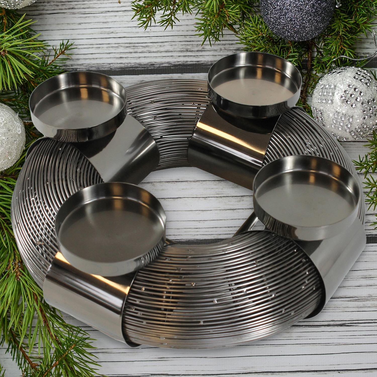 Kerzenständer rund 31 cm | für Stumpenkerzen bis 8 cm Durchmesser | Kerzenleuchter modern Kerzenhalter Metall