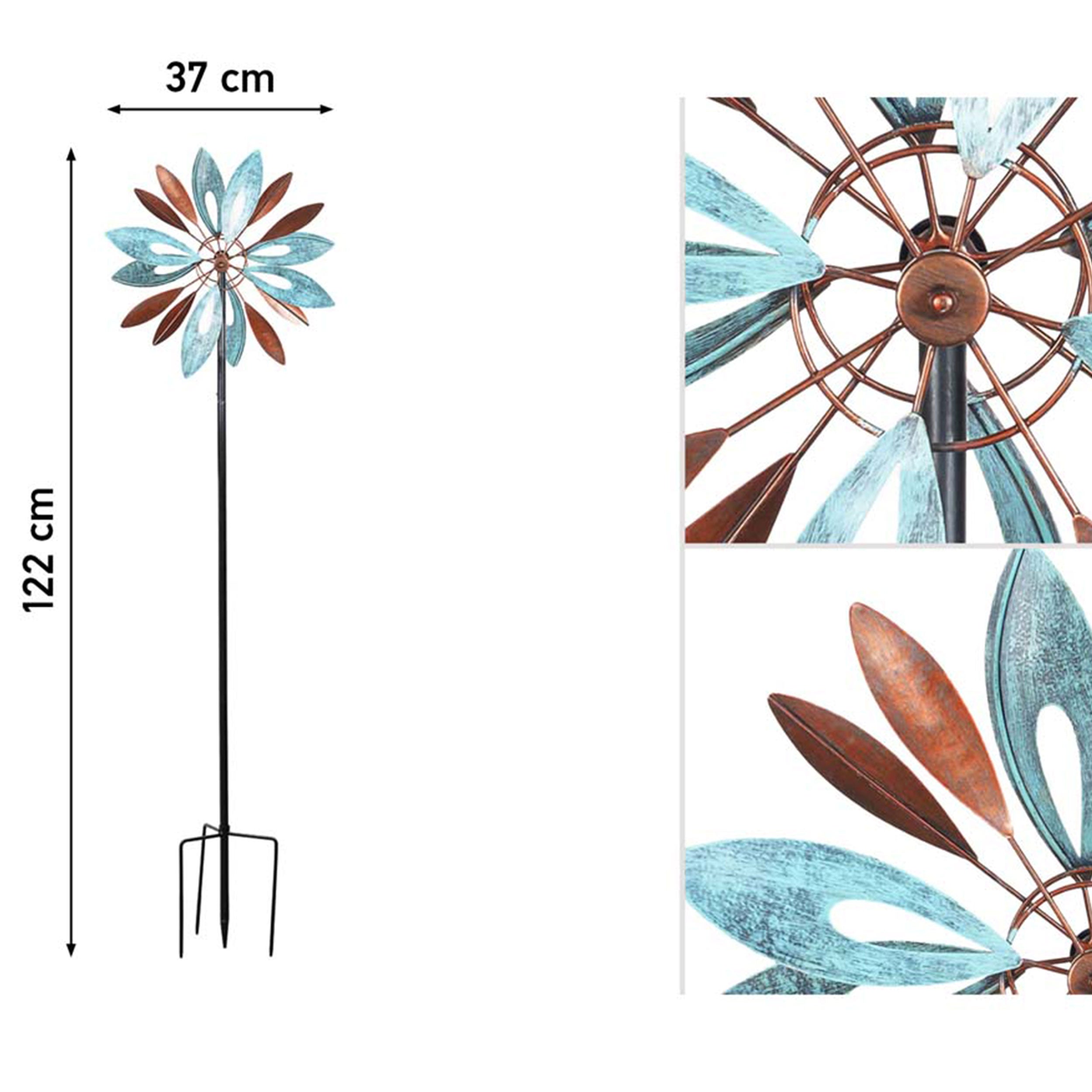 Kinetic Art Copper Flower Duett Metall Windrad Windspiel Metall Garten Windrad stehend