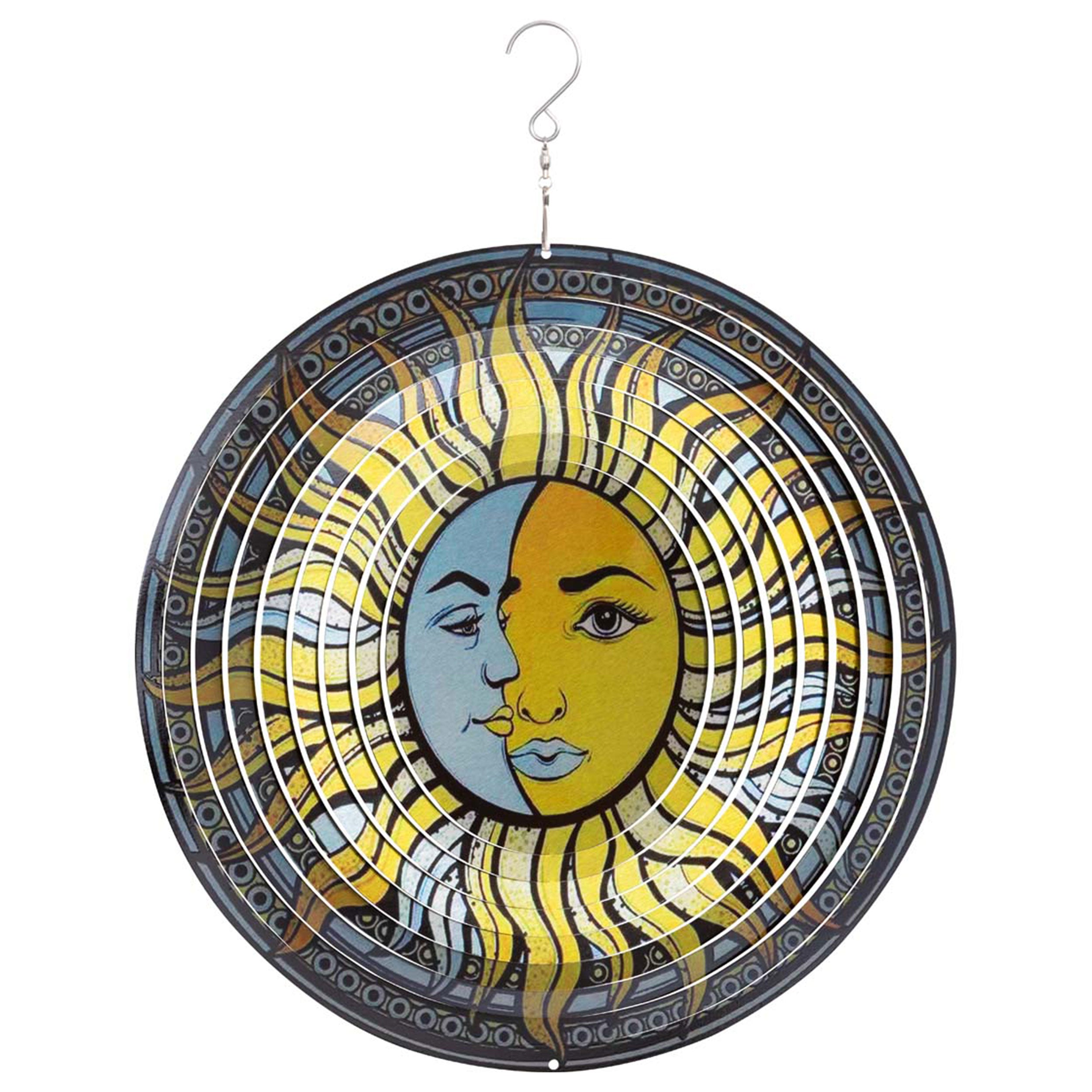 Kinetic Art 3D Sun & Moon Metall Windspiel hängend außergewöhnliche Windspiele Edelstahl