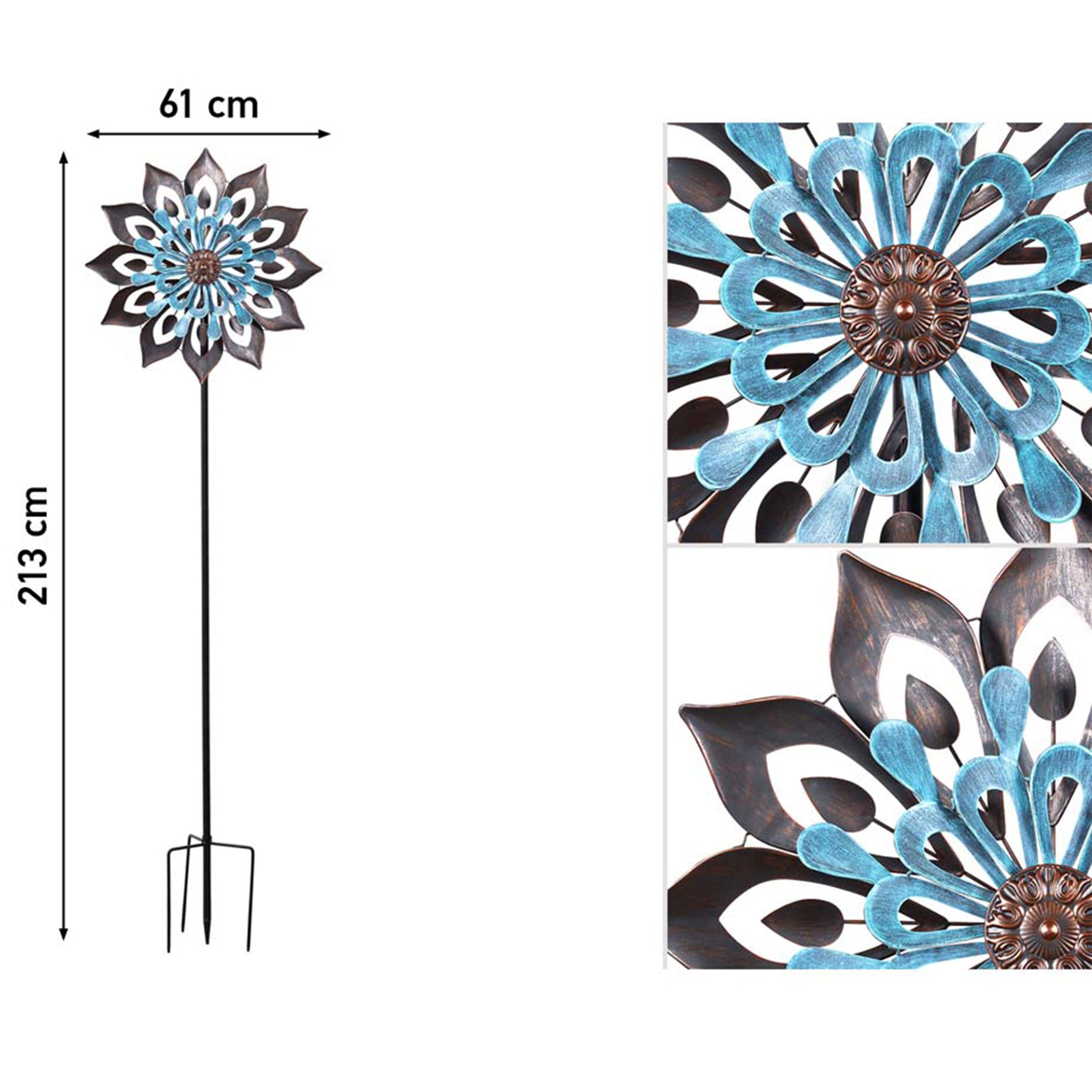 Kinetic Art Copper Kaleidoscope Giant Duett Metall Windrad Windspiel Metall Garten Windrad stehend