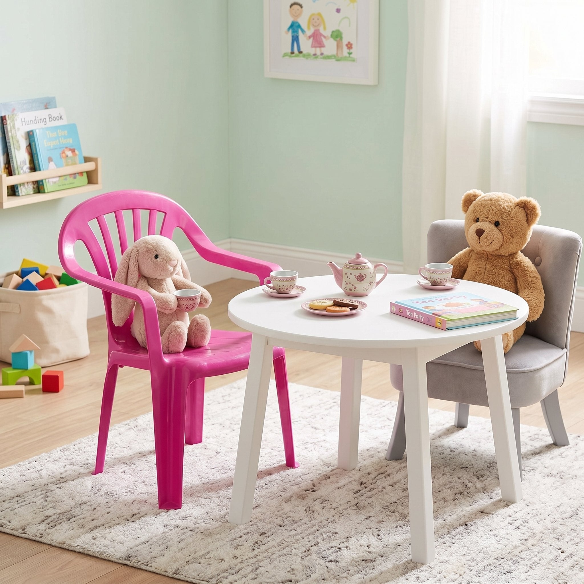 Kinderstuhl aus Kunststoff stapelbar Kinder Gartenstuhl mit Armlehnen bis 35 kg Farbe wählbar